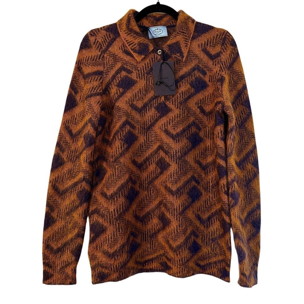 Prada Prada NWT Women's Mohair Polo Multicolor Sweater Size L / US 10 / IT 46 - 1 Thumbnail