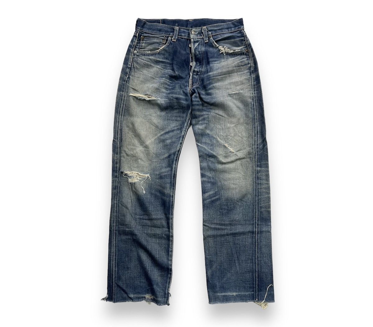 image of Distressed Denim x Levis Vintage Clothing Levis 501Xx Big E Lvc V-Stitch Selvedge Distressed Jeans 