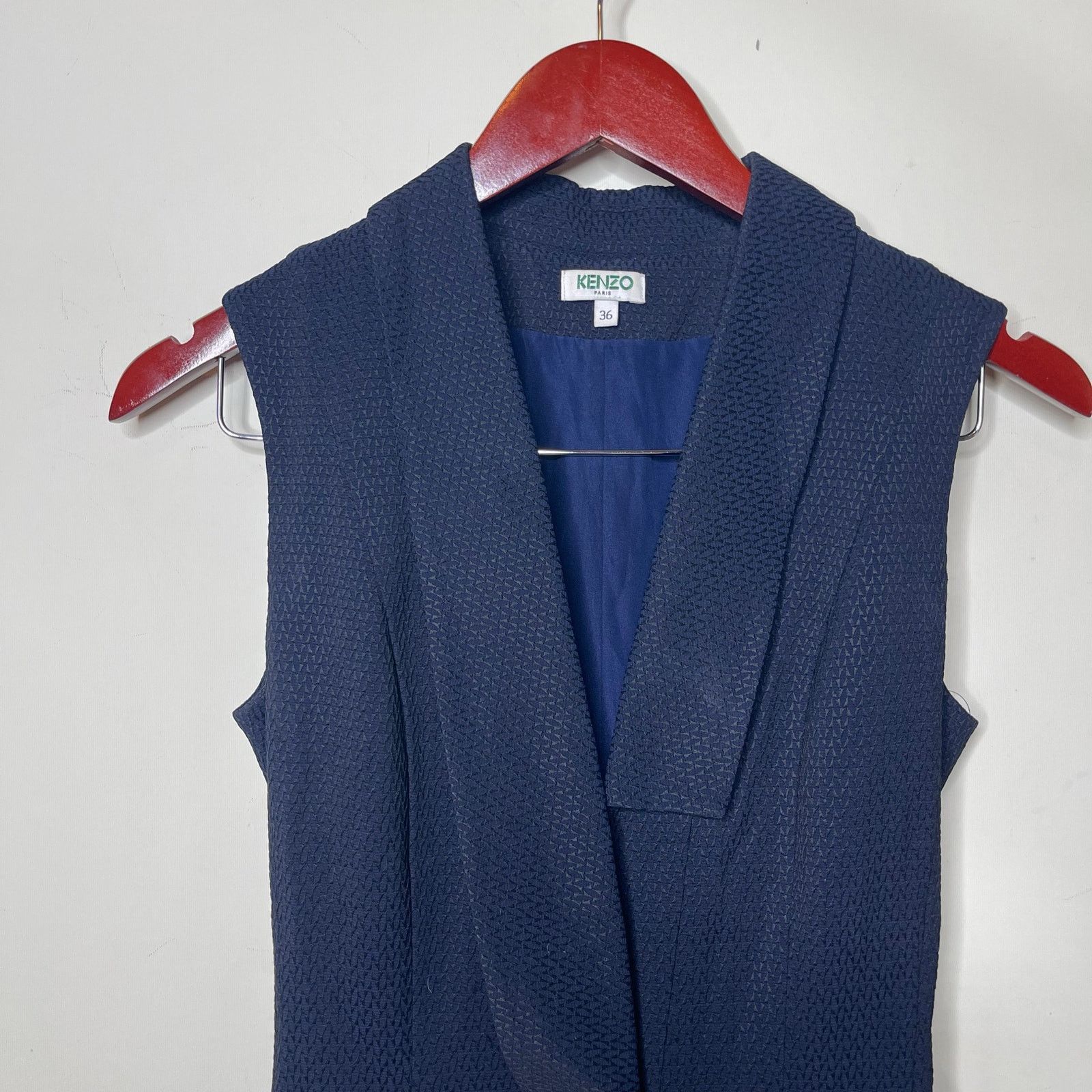 Kenzo Kenzo navy A-line texture sleeveless dress sz 36 US XS Size XS / US 0-2 / IT 36-38 - 3 Thumbnail