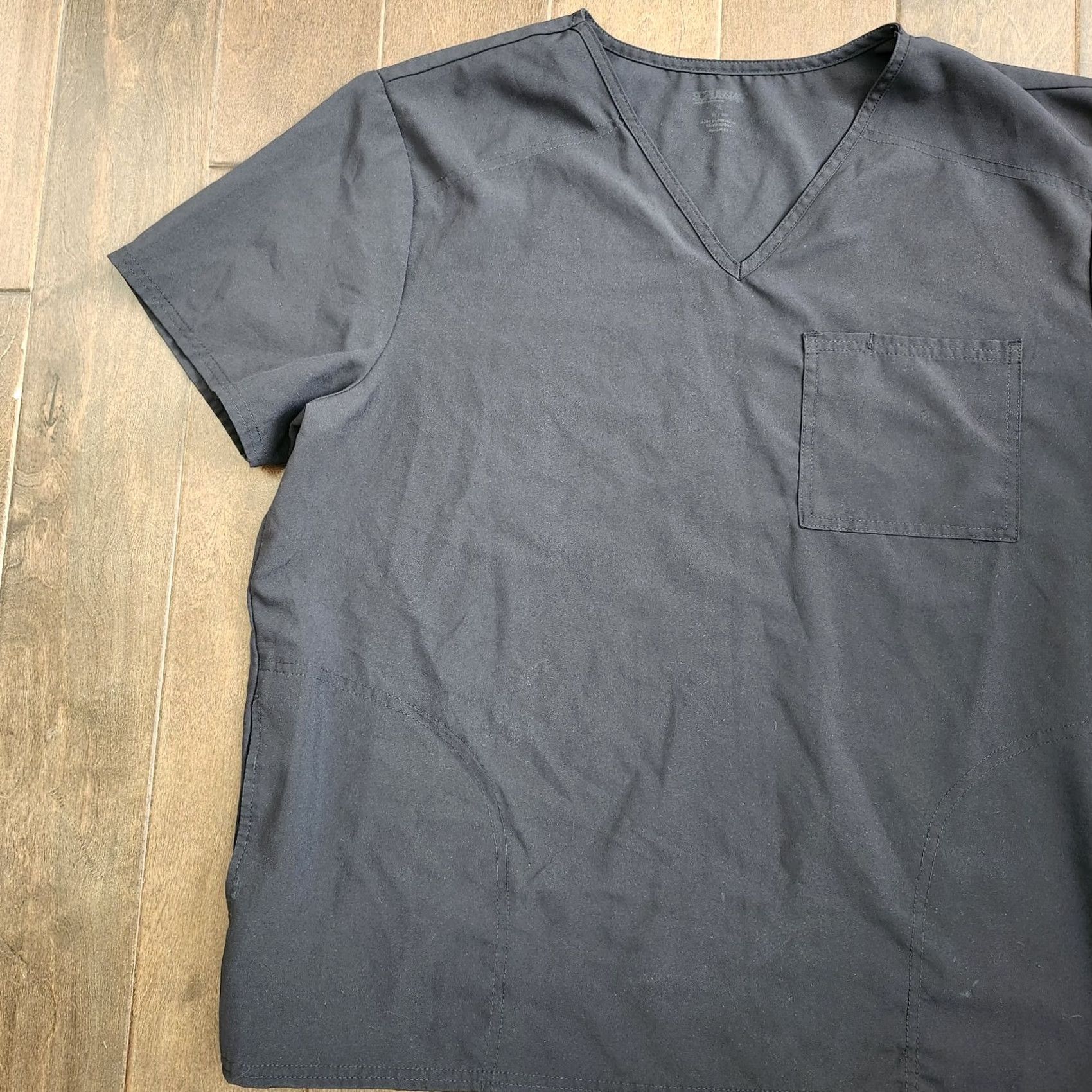 Vintage Scrubstar Women's Black Pocket Scrub Top XL Top, Pocket, Medical, Scrubstar, Women, Black, Solid, XL, Scrub Top Size XL / US 12-14 / IT 48-50 - 4 Thumbnail