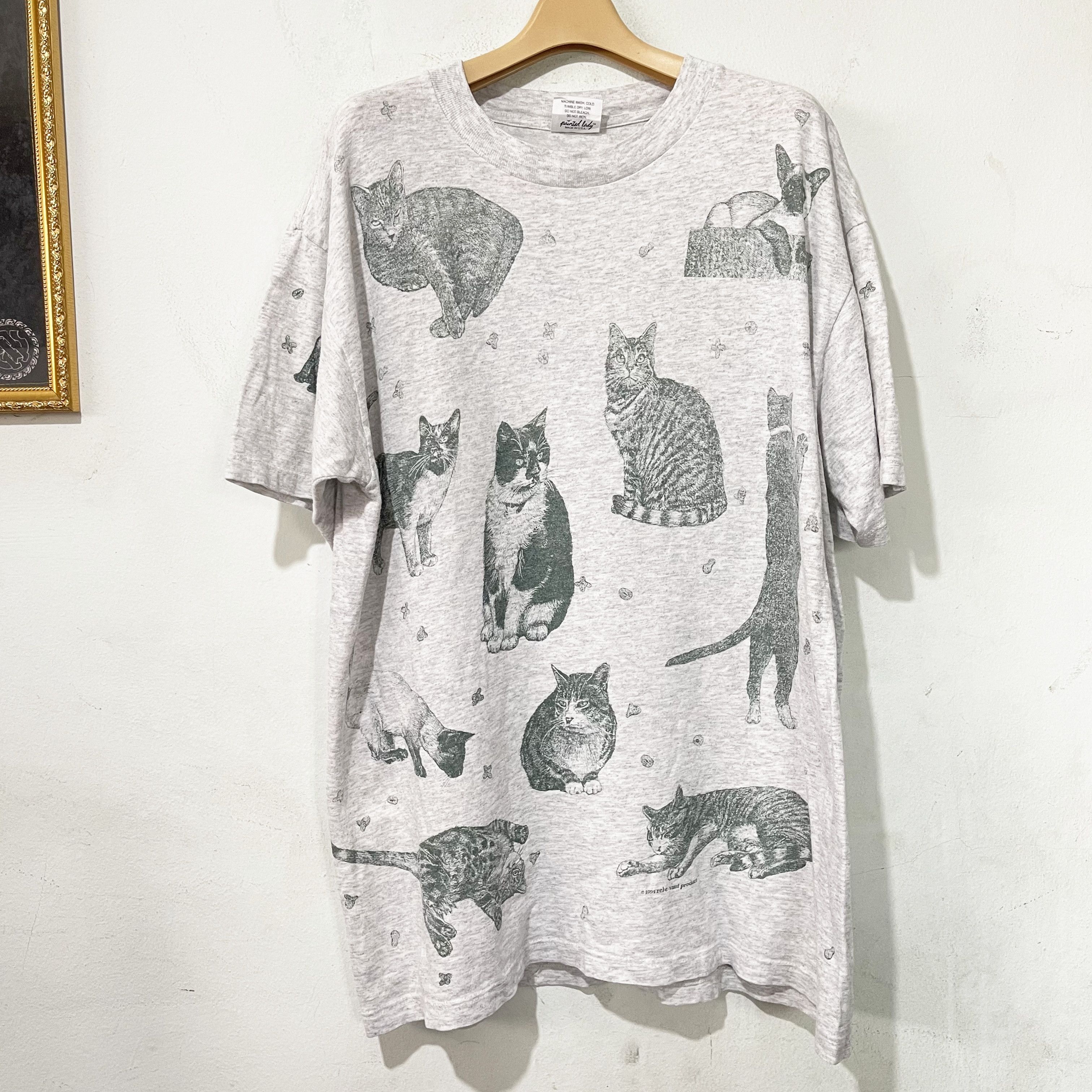 Vintage Vintage 90s All Over Cat Print T-Shirt Size US L / EU 52-54 / 3 - 1 Thumbnail