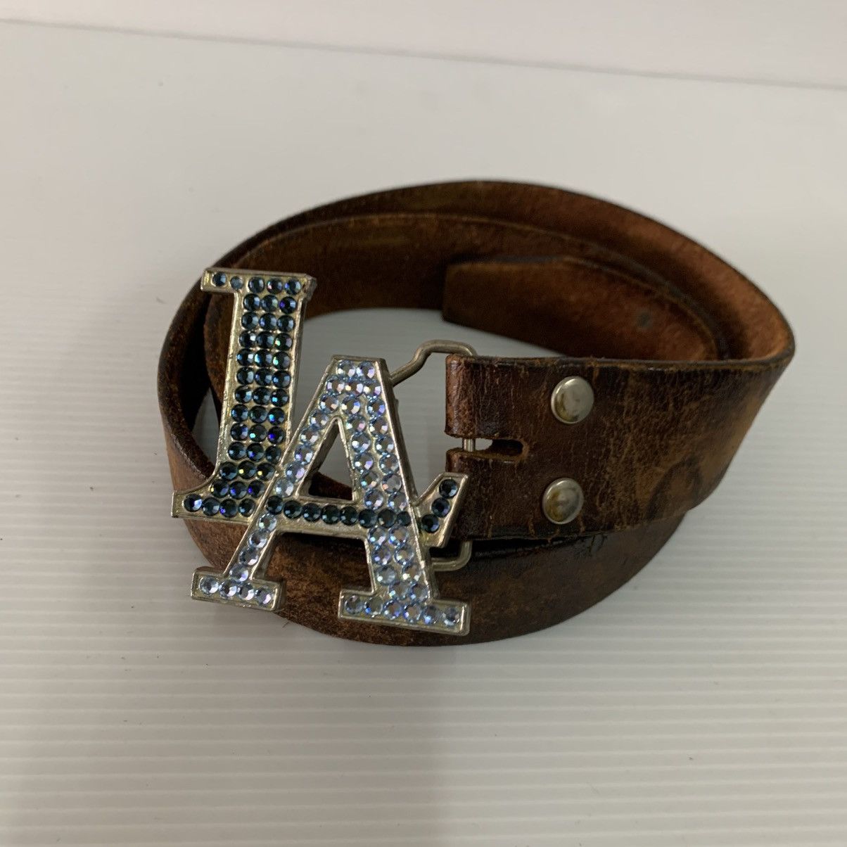 NBA LA Leather Vintage USA Made Belt Size 34 - 7 Thumbnail