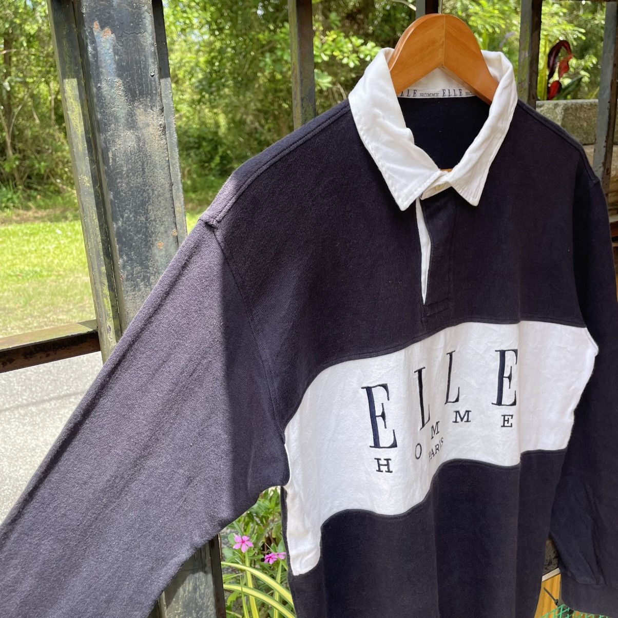 Designer × Vintage 🔥Vintage 90s Elle Homme Paris Stripes Polos Rugby Shirts Size US M / EU 48-50 / 2 - 8 Thumbnail