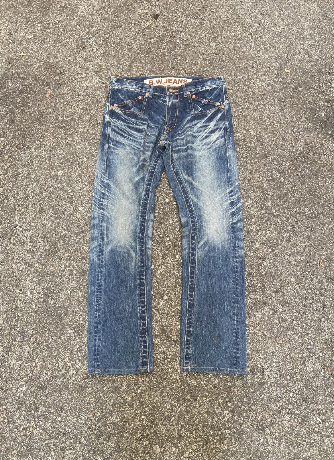 image of If Six Was Nine x Le Grande Bleu L G B Japanese Blue Way Low Rise Jeans Mud Wash Rusty Denim (Size 