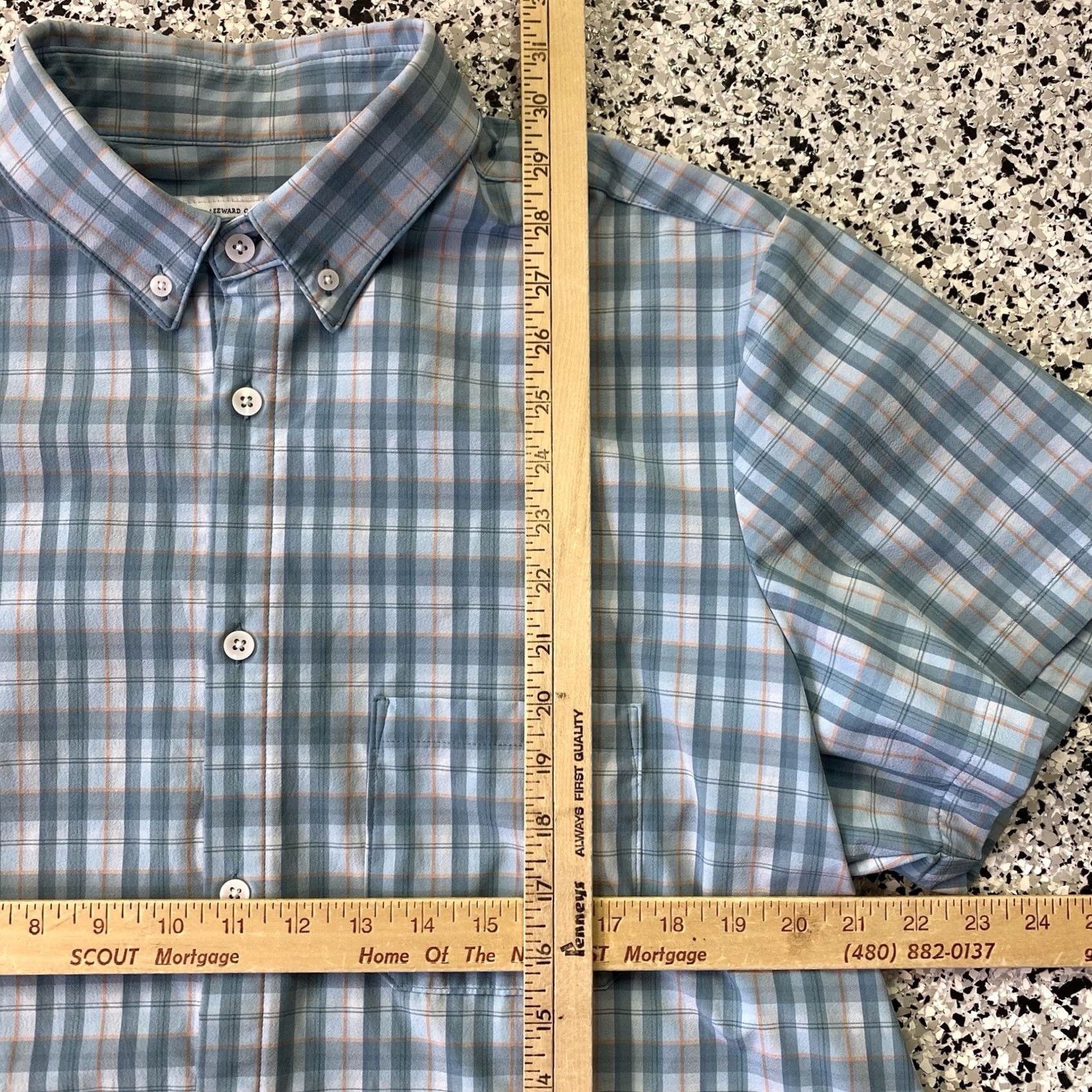 Mizzen+Main Mizzen+Main Shirt Men XL Blue Plaid Standard Fit Leeward Button-Up Casual/Business/Workwear Size US XL / EU 56 / 4 - 2 Thumbnail