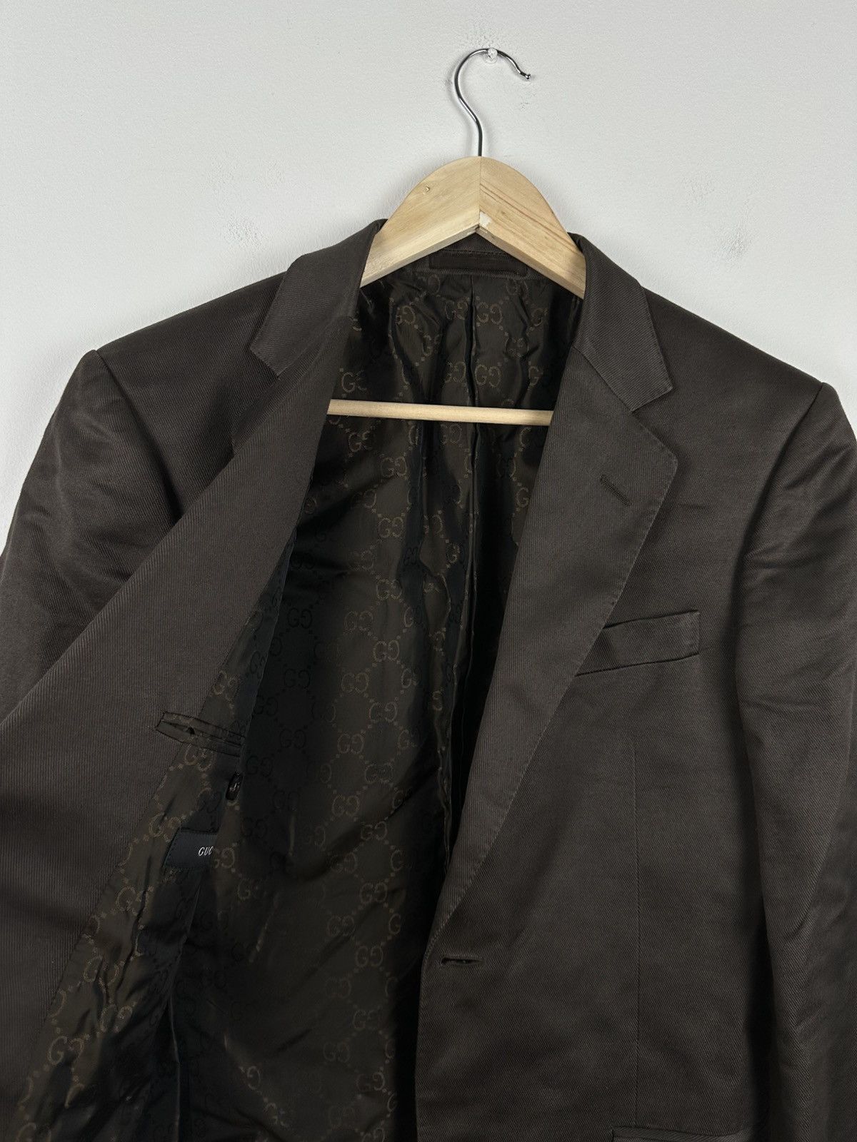 Designer × Gucci Gucci tom Ford brown blazer monogram inside made in Italy Size 46R - 2 Thumbnail