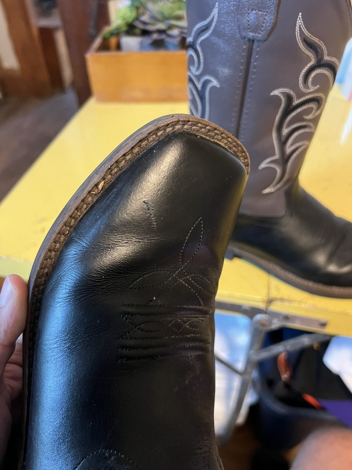 Vintage Old West Leather Cowboy Boots Sz 5 Size US 5 / IT 35 - 8 Thumbnail
