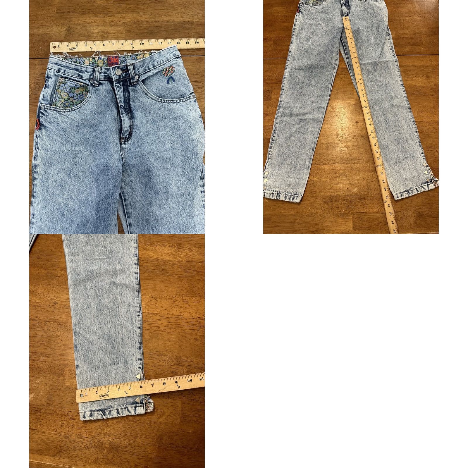 Vintage VINTAGE Corniche Jeans 80s Floral Embroidered Women’s 11/12 Made In Hong Kong Blue Denim Size 34" / US 12 / IT 48 - 8 Thumbnail