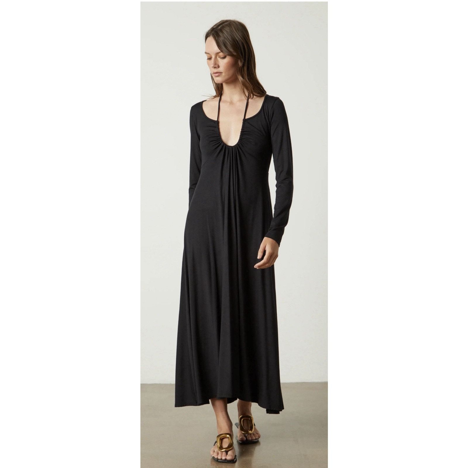 Other VELVET By Graham & Spencer Long Modal Jersey Dress Black L Size L / US 10 / IT 46 - 11 Thumbnail