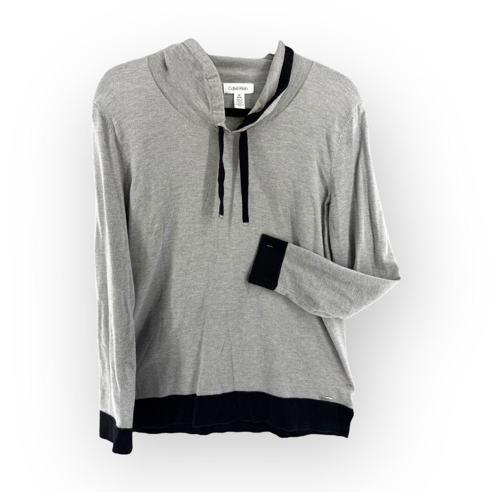 Calvin Klein Calvin Klein Gray Hooded Sweater Black Trim Pullover M Size M / US 6-8 / IT 42-44 - 2 Thumbnail