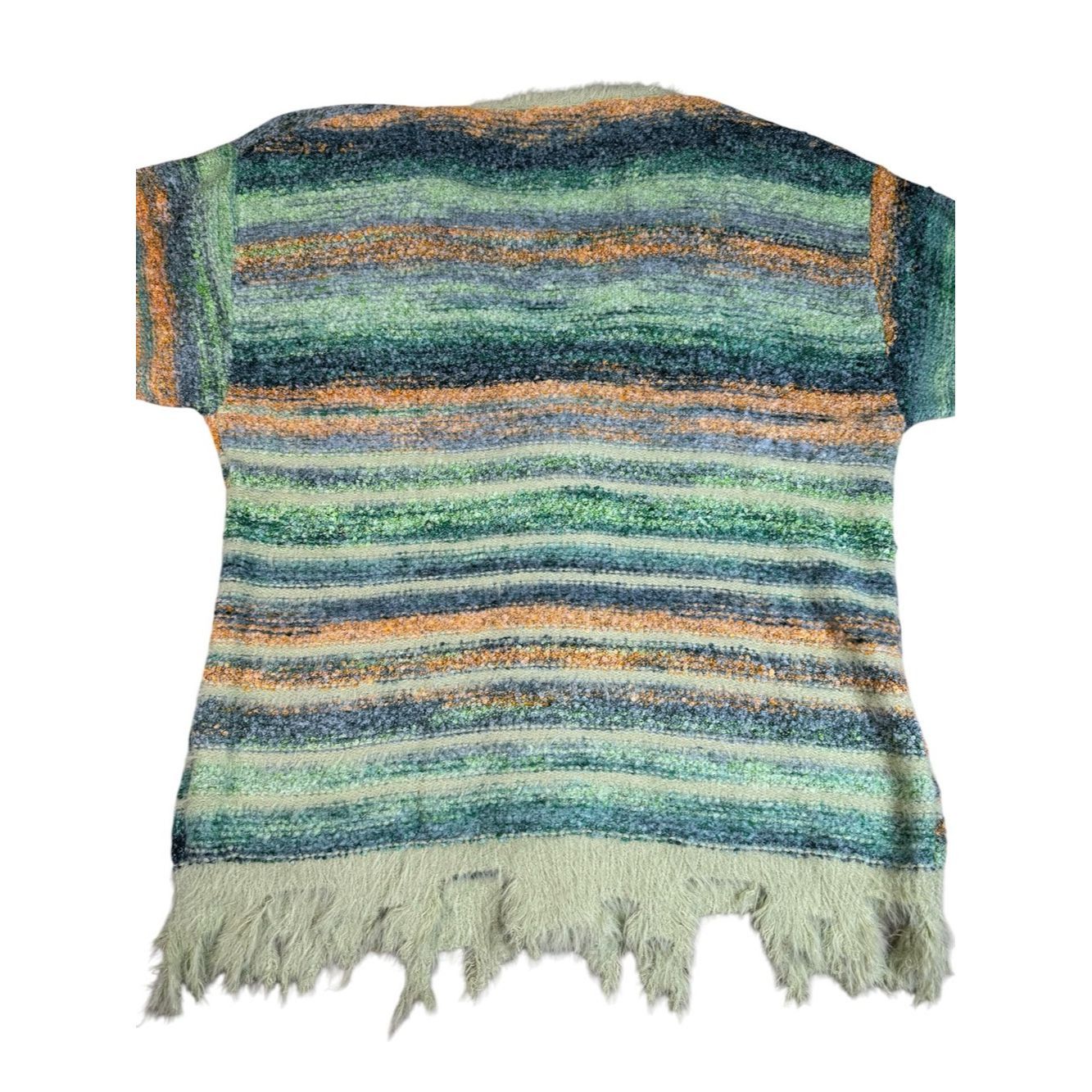 Other NWT New Bakyarder Green Stripe Wool Blend Fuzzy Button Fron Size XL / US 12-14 / IT 48-50 - 4 Thumbnail