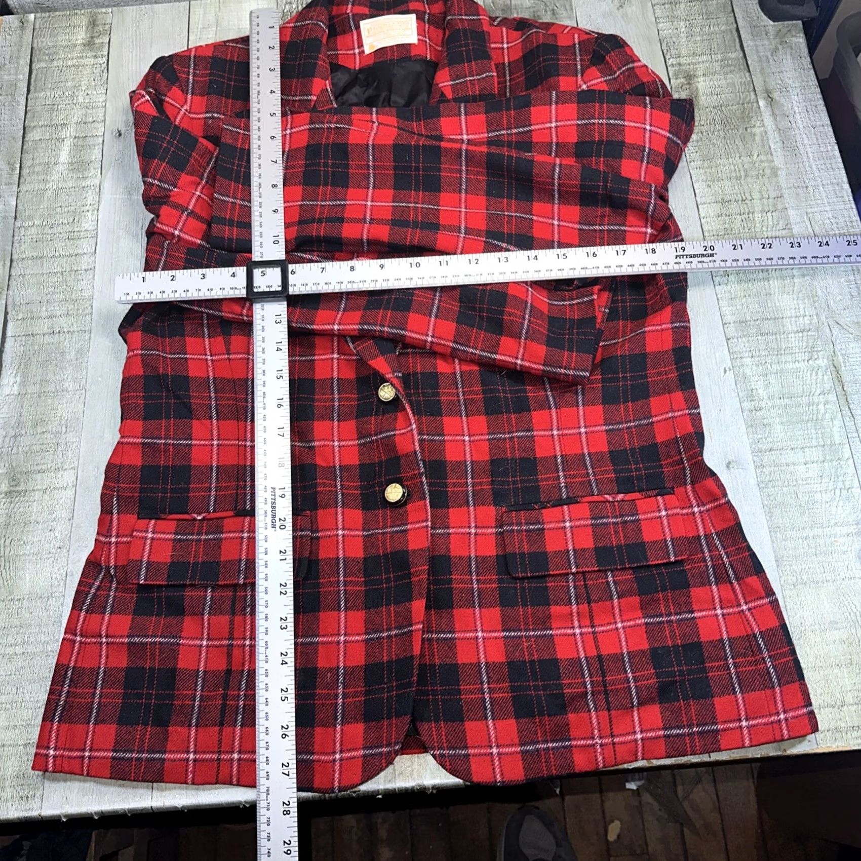 Pendleton VINTAGE Pendleton Blazer Wool 100% Tweed Red Plaid Gold Buttons Size 12 Womens Jacket Size XL / US 12-14 / IT 48-50 - 7 Thumbnail