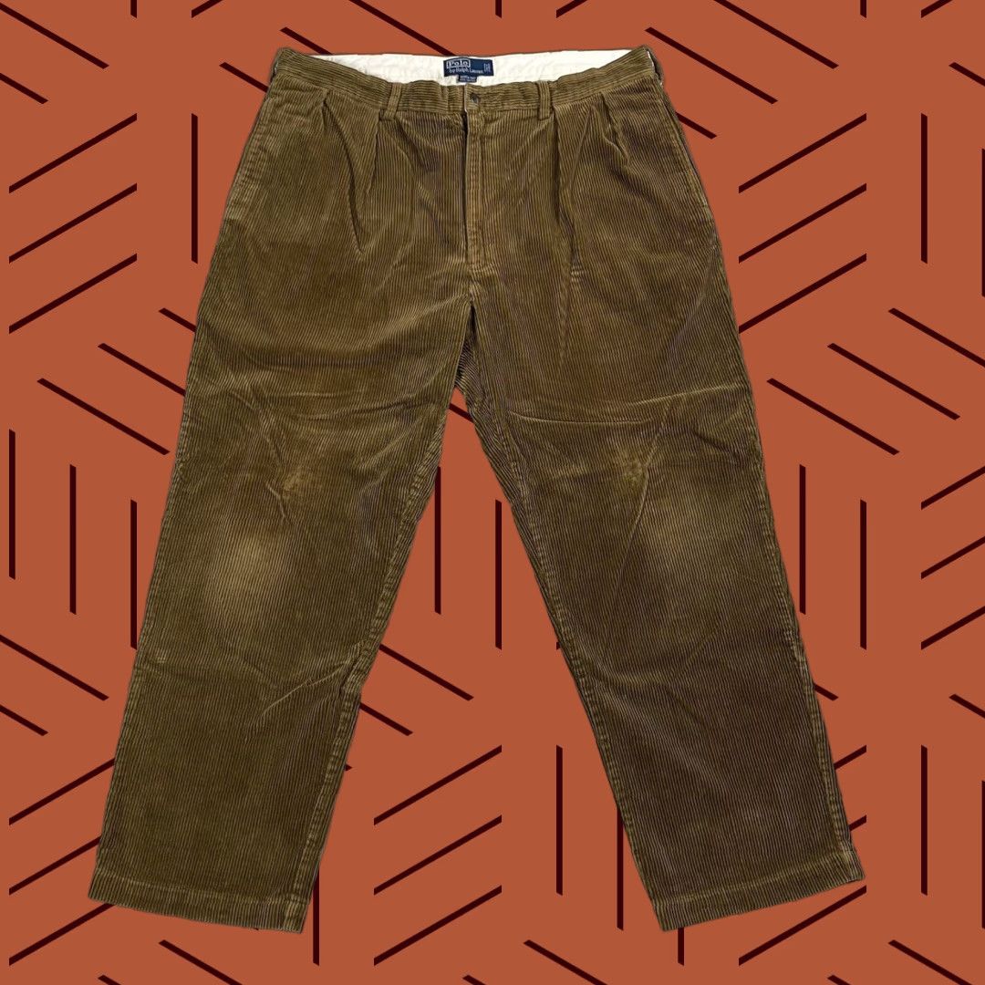 Polo Ralph Lauren VINTAGE Polo Ralph Lauren Corduroy Pants Brown 90s 80s POLO RL Pants Men 40 Regular Brown Corduroy Casual Belt Loops Straight leg Mens Size US L / EU 52-54 / 3 - 1 Thumbnail