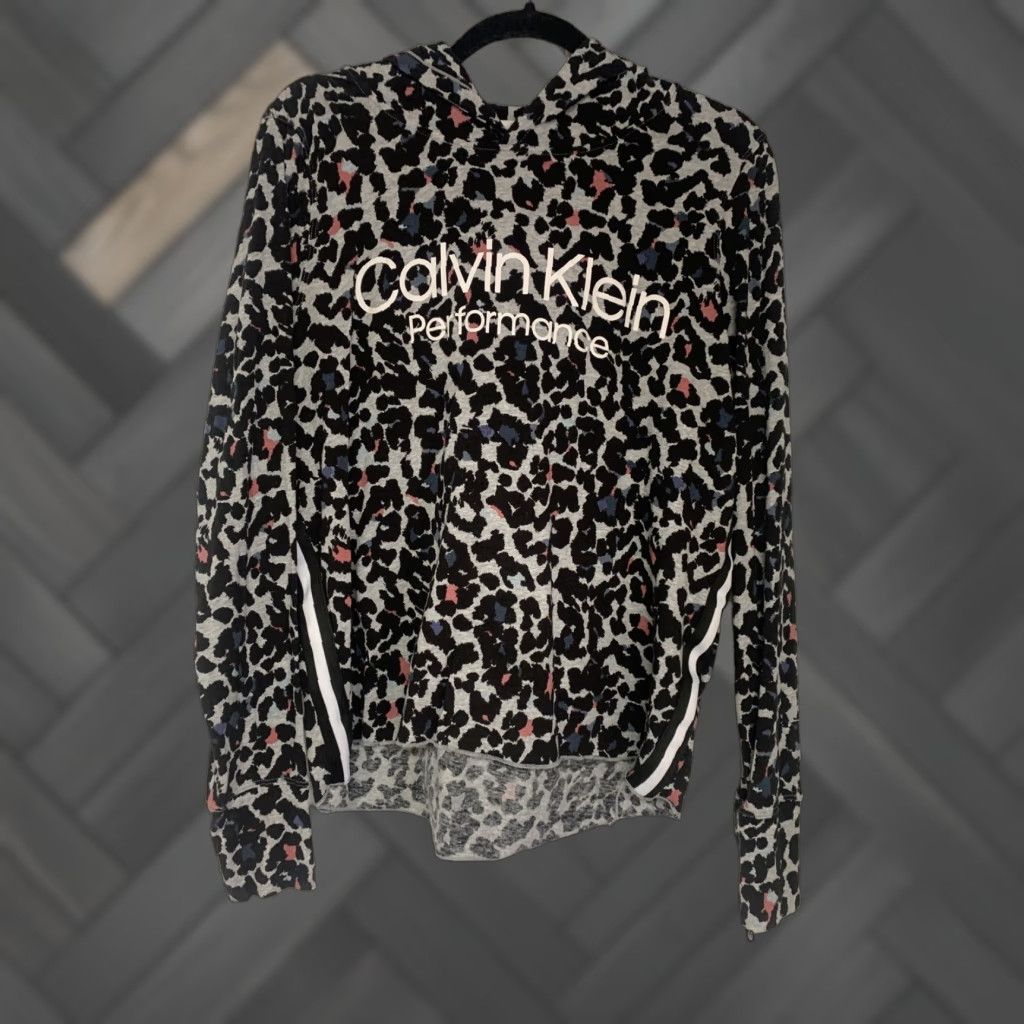 Calvin Klein Calvin Klein Hoodie Women's Logo Leopard Colorful Gray Size S American Navy Logo Long Sleeve Pullover T Shirt Activewear Size S / US 4 / IT 40 - 1 Thumbnail