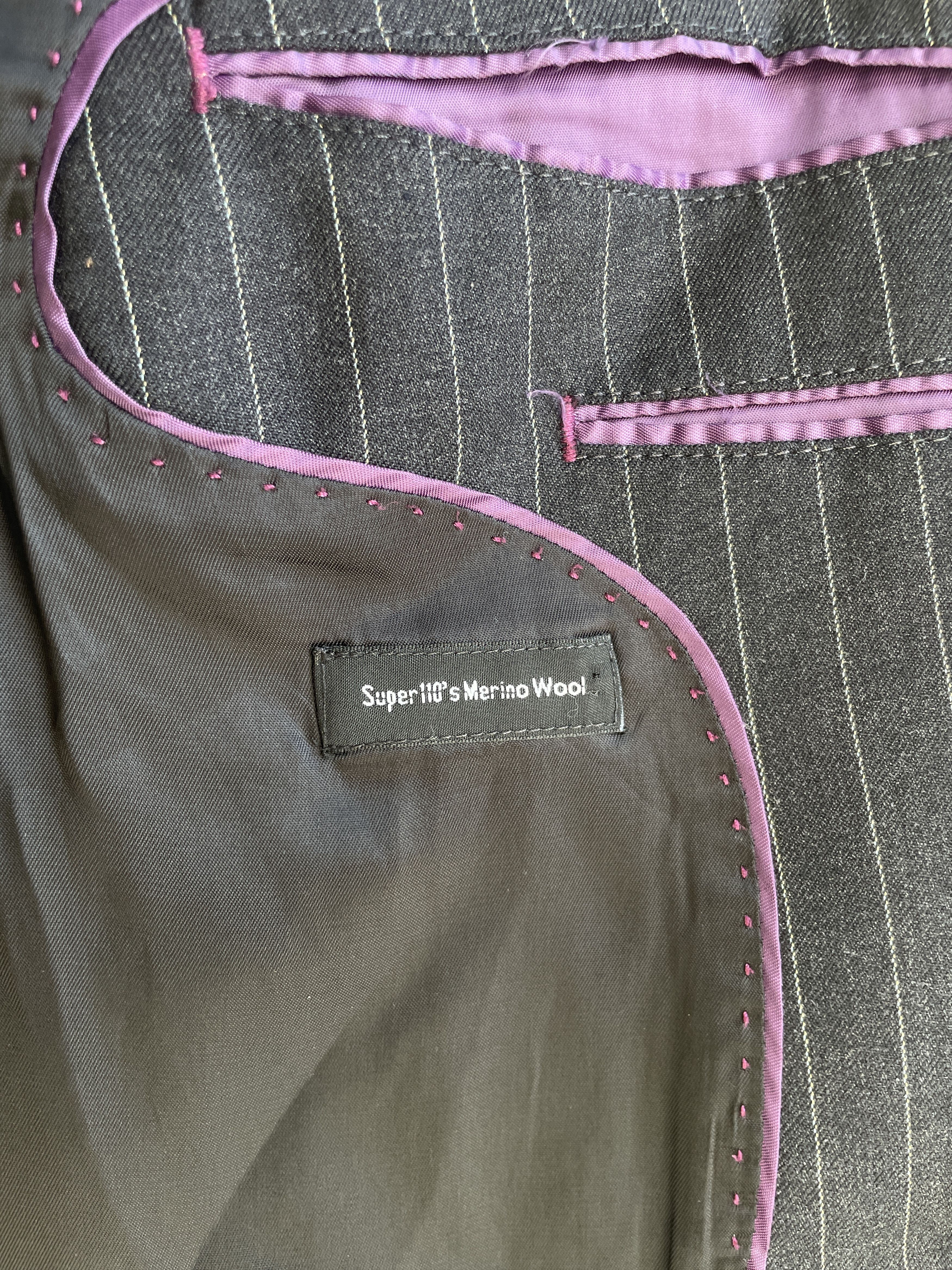 Other Brook Taverner Charcoal Gray Pinstripe Wool Suit Size 48S - 15 Thumbnail