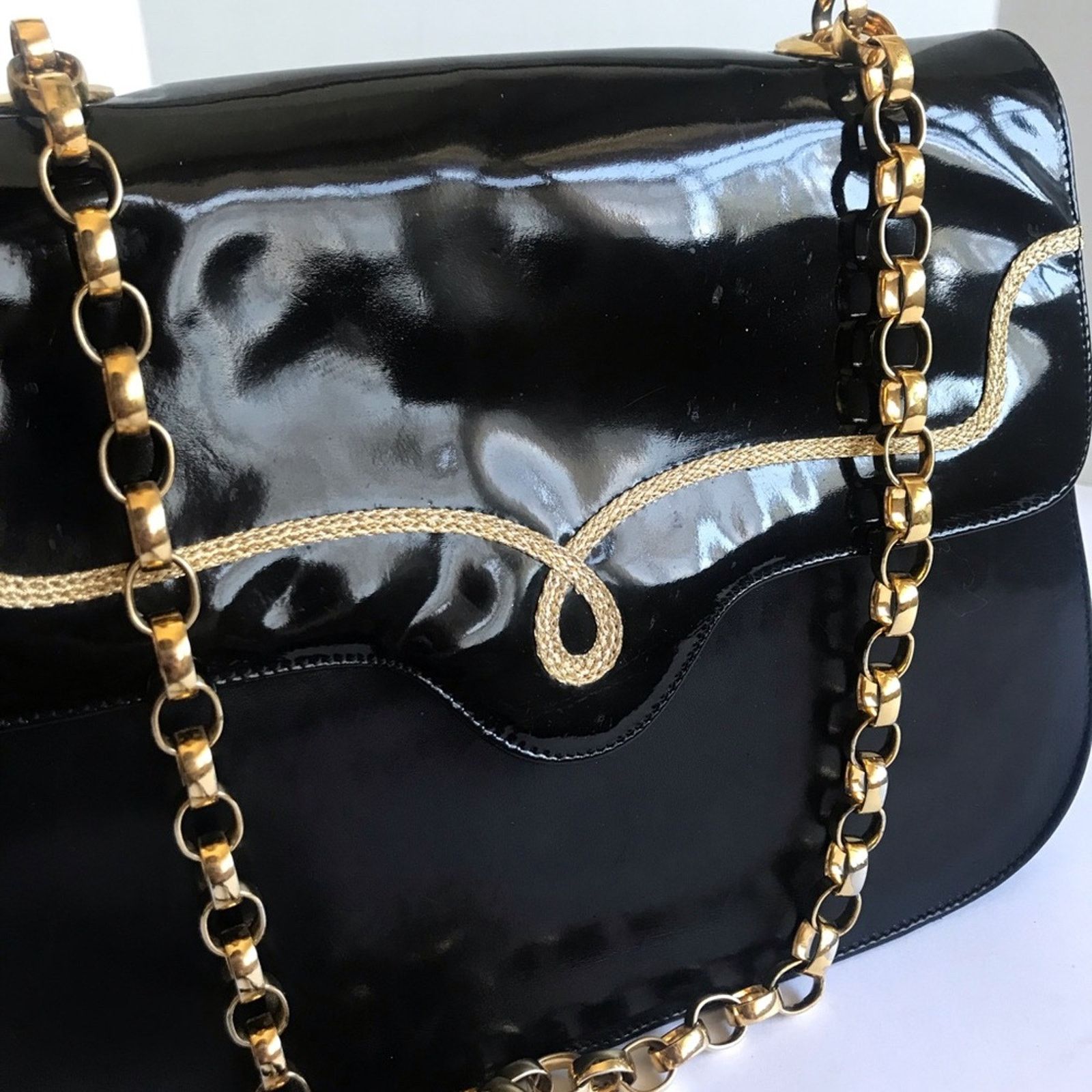 Bally BALLY Chain Flap Shoulder Crossbody Bag ⭐️ Patent Leather Size ONE SIZE - 13 Thumbnail