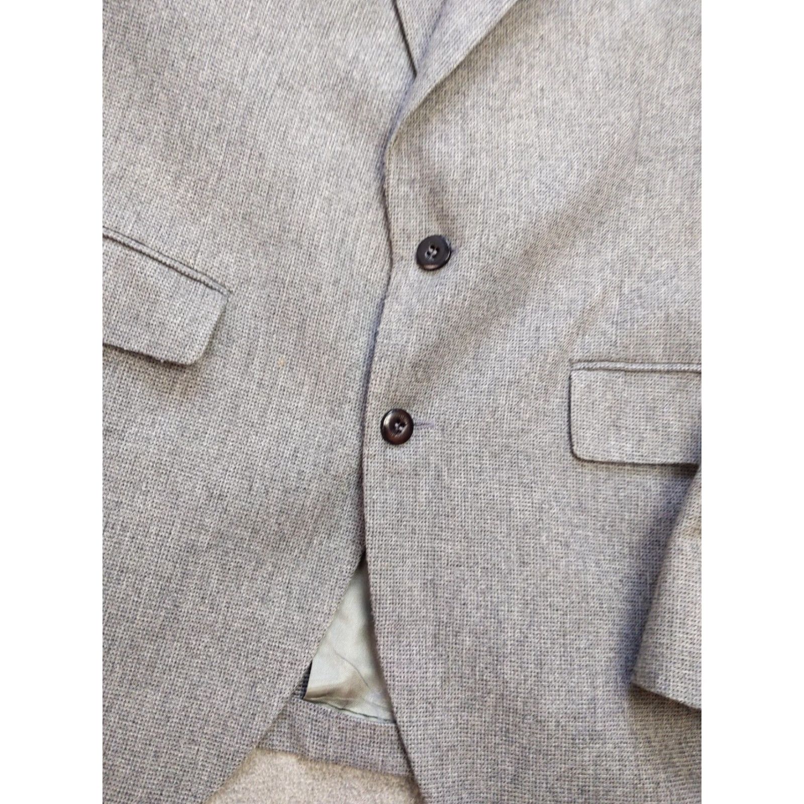 Stafford Stafford Blazer Mens 42 Regular Unstructured Sport Coat Classic Two Button USA Gray Wool Tweed Solid Vintage: No Mens Size 42R - 4 Thumbnail