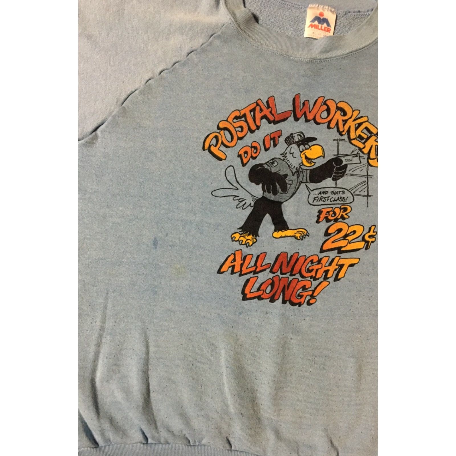 Vintage Vtg 80s USPS Postal Workers Do It All Night Faded Sweatshirt L XL US Mail Grunge Size US L / EU 52-54 / 3 - 3 Thumbnail