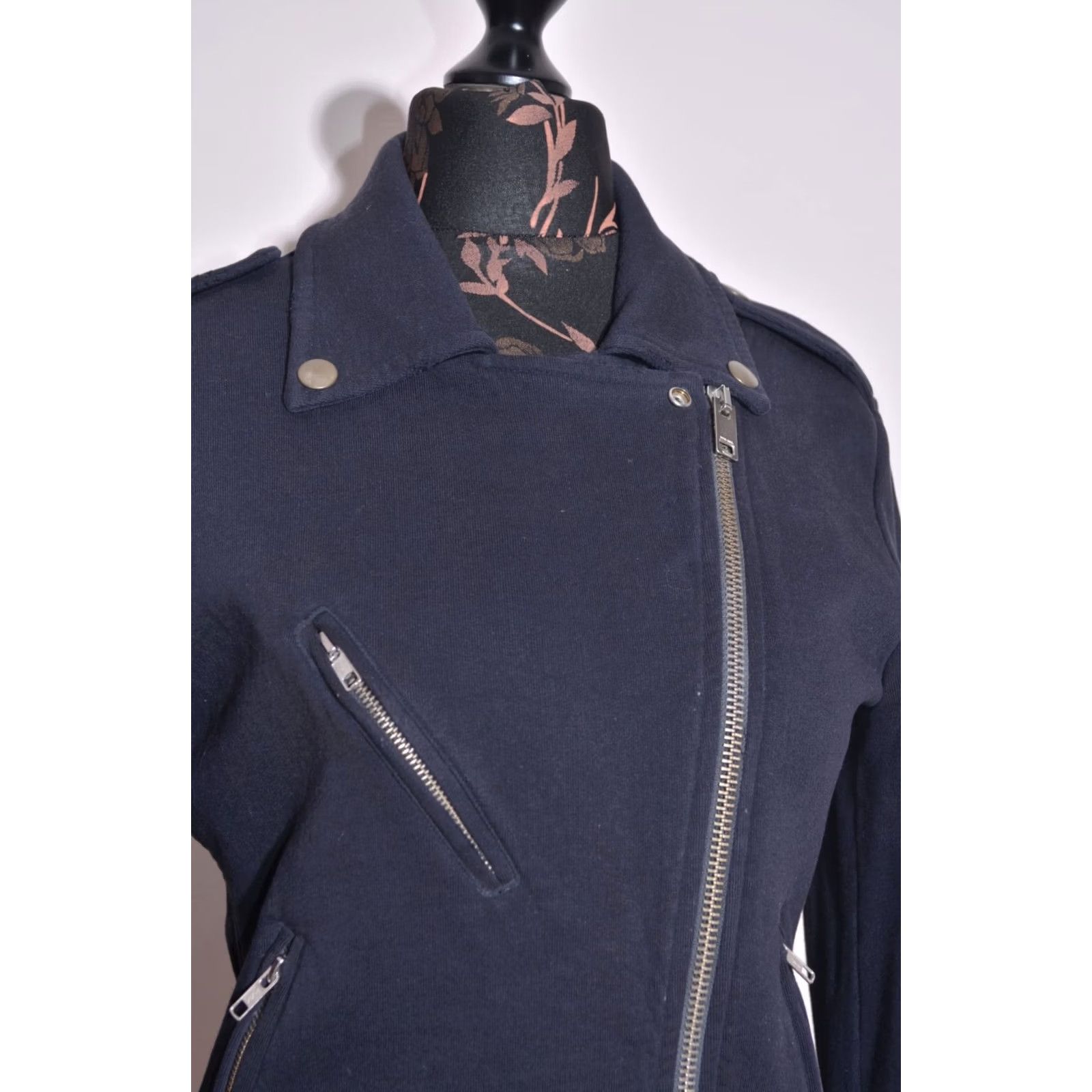 Diesel DIESEL Women's Black Jersey Knit Cotton Zipper Front Biker Jacket M Size M / US 6-8 / IT 42-44 - 6 Thumbnail