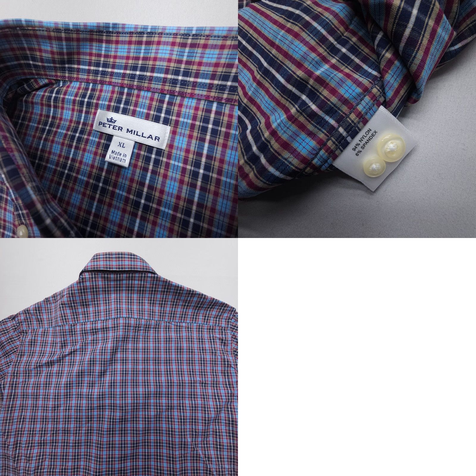 Peter Millar VINTAGE Peter Millar Lawson Performance Tattersall Button Shirt XL Stretch Talisker Club Size US XL / EU 56 / 4 - 8 Thumbnail