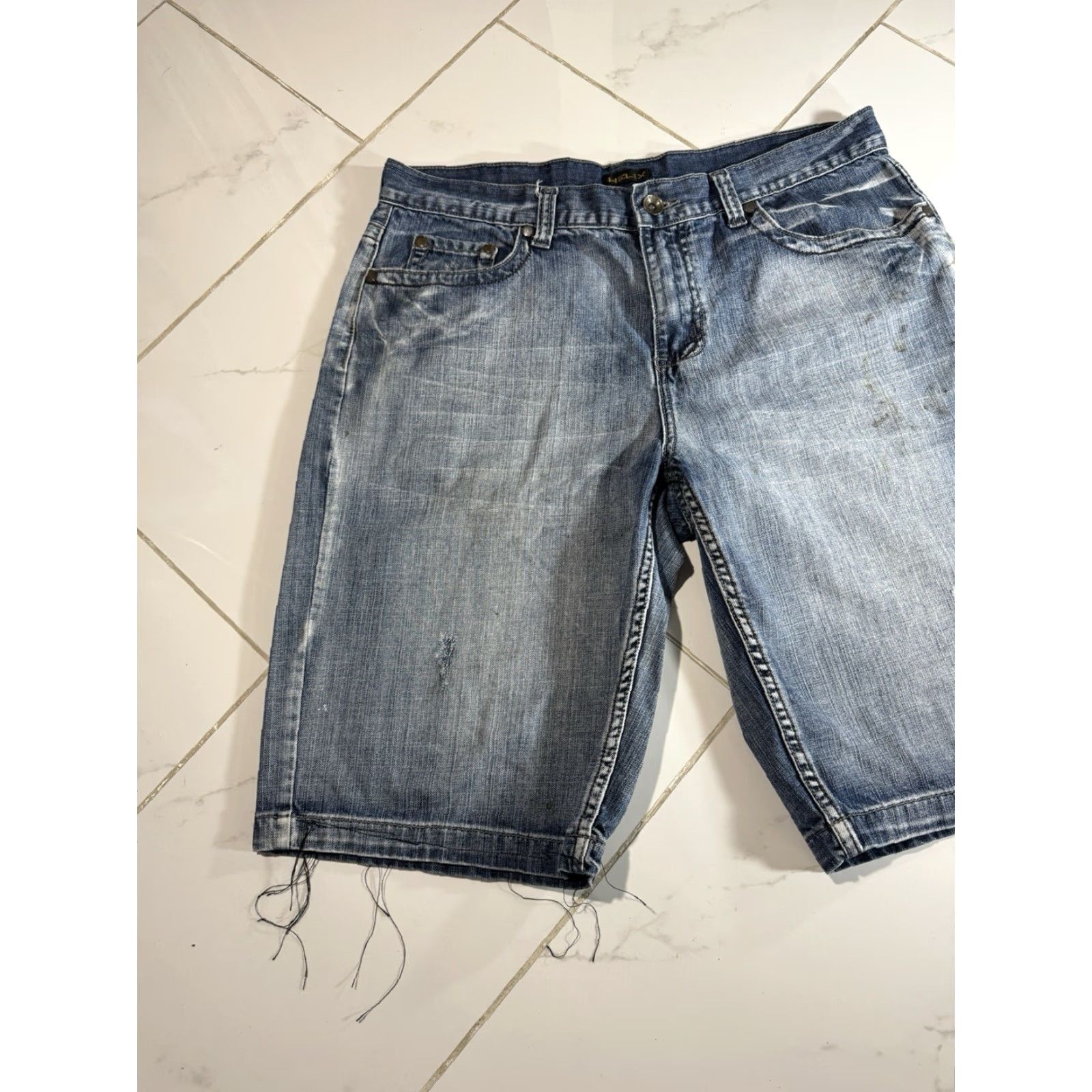 Denime VINTAGE Helix Denim Cargo Shorts 36 Men Blue Grunge 90s Skater Punk Emo Baggy Waist 36” Length 12” Size US 36 / EU 52 - 4 Thumbnail