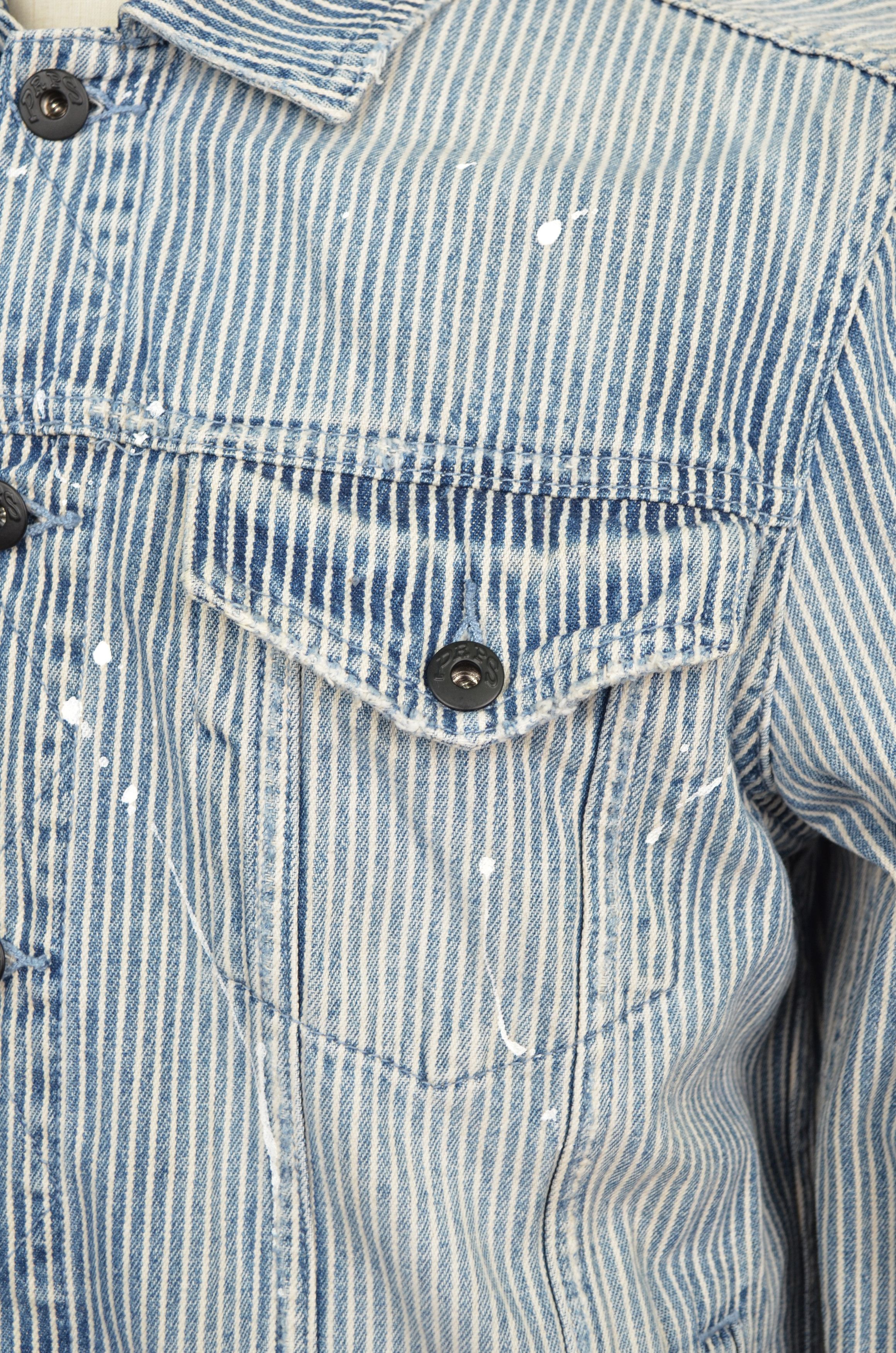 Designer × Prps PRPS Hickory Paint-Splattered Stripe Denim Jacket Sz M RARE Size US M / EU 48-50 / 2 - 10 Thumbnail