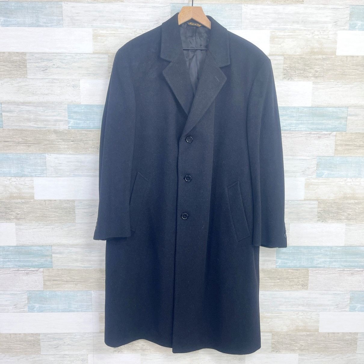 Image of Lauren Ralph Lauren Lrl Ralph Laurent Lambswool Cashmere Overcoat Black Mens 44S (Size XL)