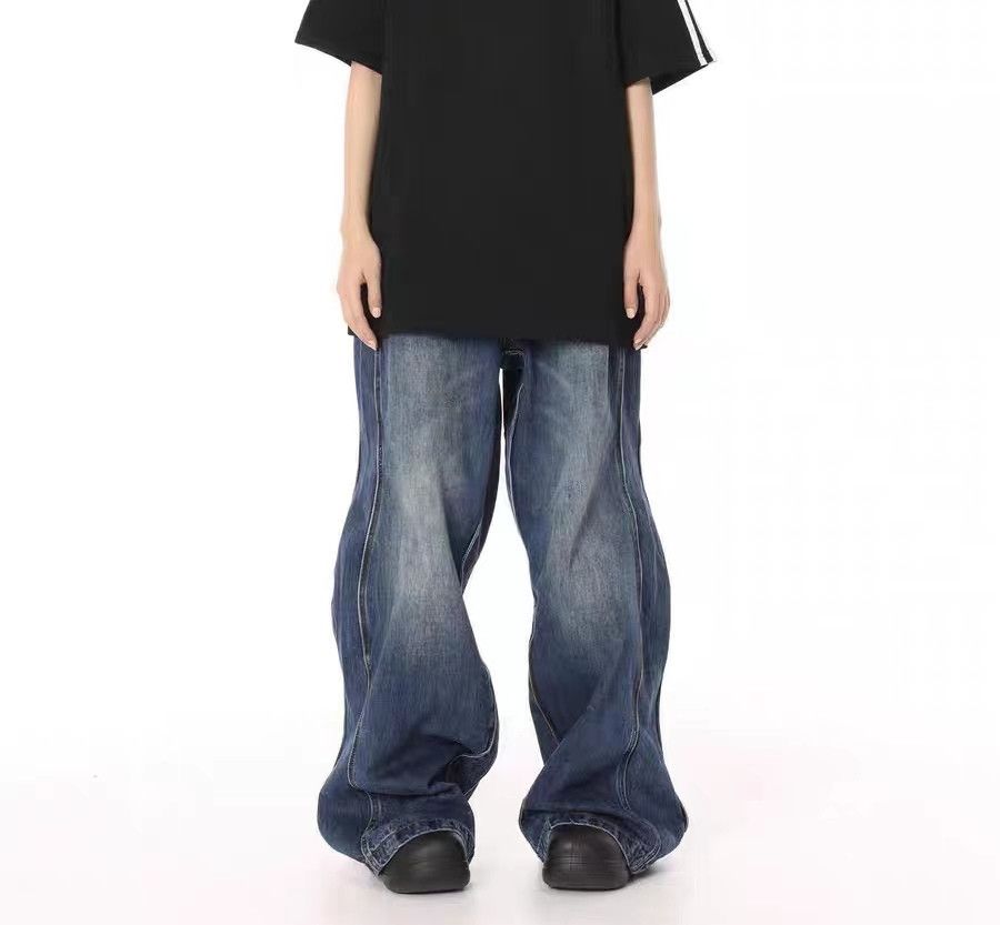 Japanese Brand × Jean Street washed distressed loose wide leg jeans Size US 30 / EU 46 - 5 Thumbnail