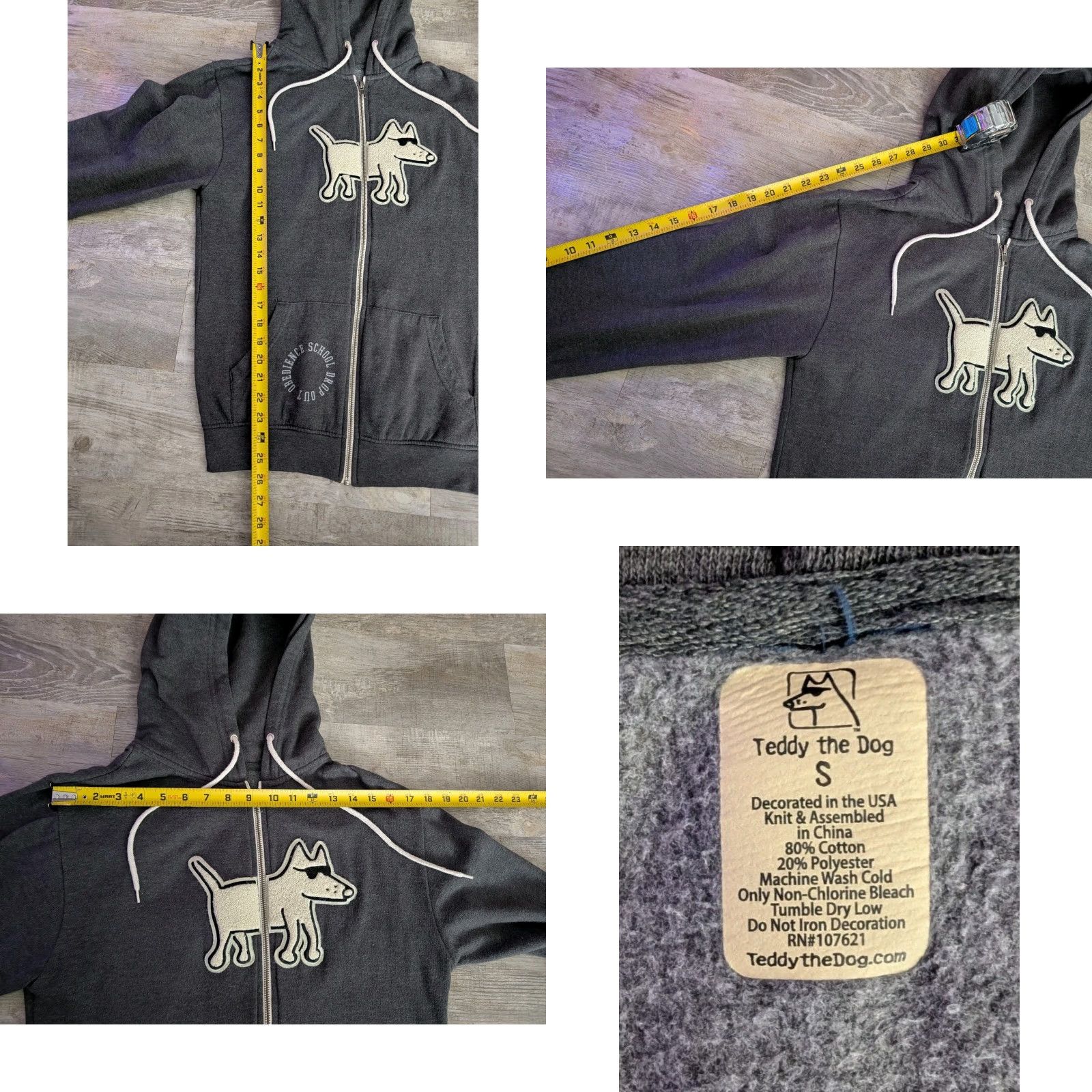 Vintage VINTAGE Teddy the Dog Zip Hoodie Split Applique Sweatshirt Obedience School Dropout Sz S Size S / US 4 / IT 40 - 8 Thumbnail