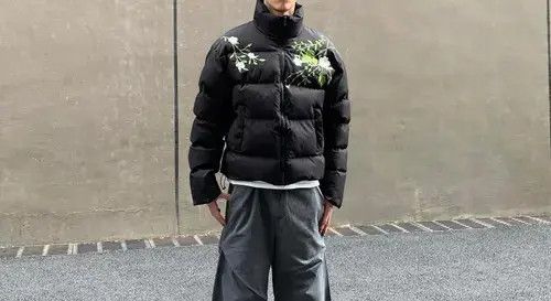 Other Black Puffer Jacket with Floral Design Size US M / EU 48-50 / 2 - 6 Thumbnail