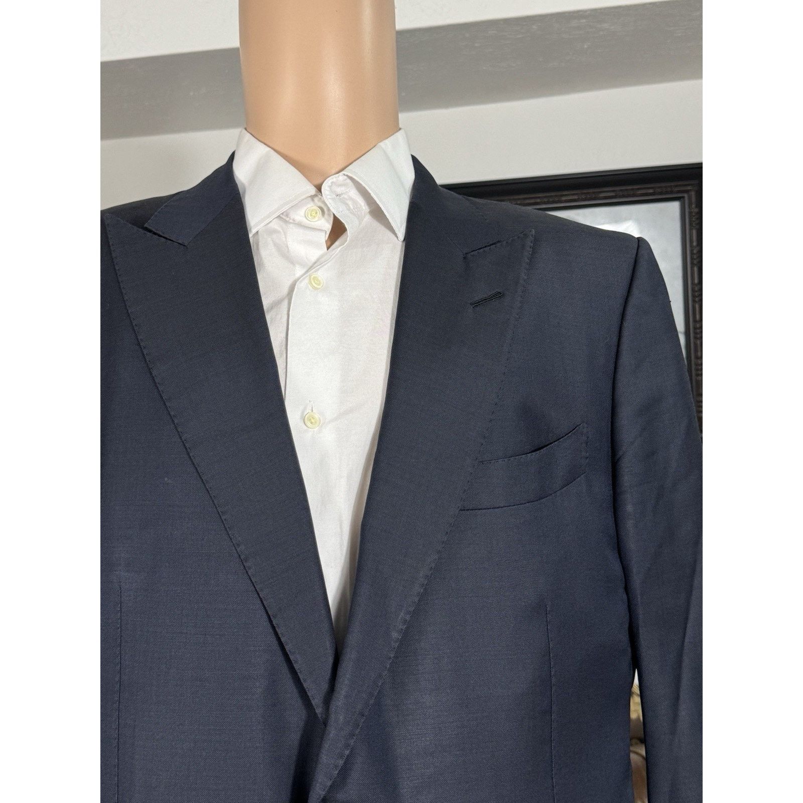 Tom Ford Tom Ford Navy Blue Peak Lapel Suit Jacket 56/46 Men’s Wool Size 46R - 1 Thumbnail