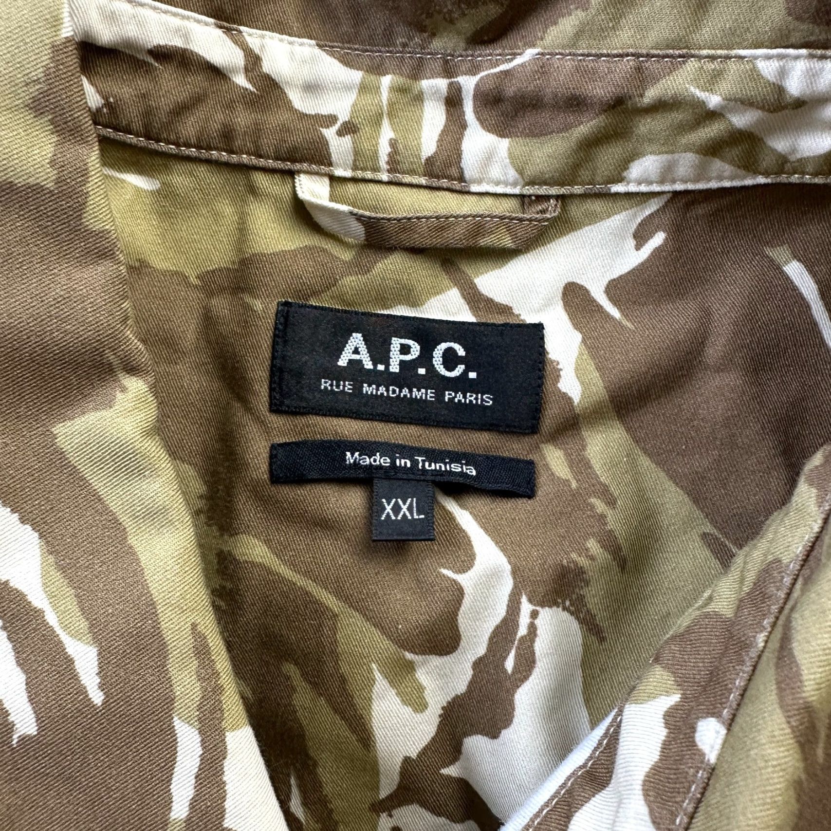 Vintage VINTAGE APC Shirt Mens 2XL Brown Camouflage Button Up Rue Madame Paris Size US XXL / EU 58 / 5 - 6 Thumbnail