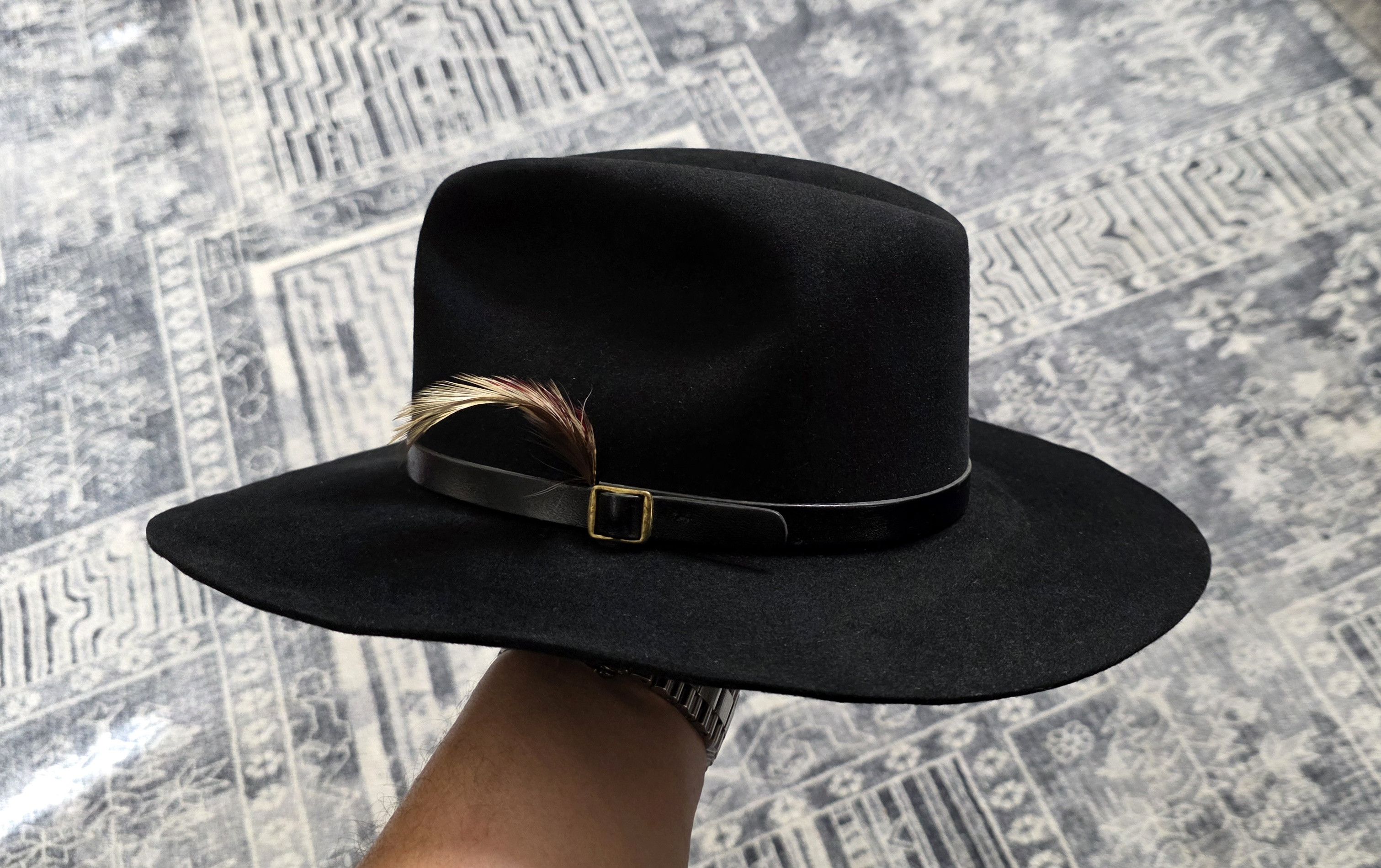 Vintage Vintage Beaver Brand 5x Fur Felt Black Cowboy Hat Sz 7 1/4 Size ONE SIZE - 1 Thumbnail
