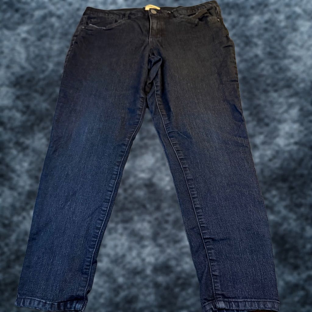 Vintage VINTAGE DEMOCRACY Jeans Dark Wash Stretch 14 Women 35x26" Denim Spandex Polyester Cotton Blend Jegging 5-Pocket High Rise Womens Size 36" / US 14 / IT 50 - 1 Thumbnail