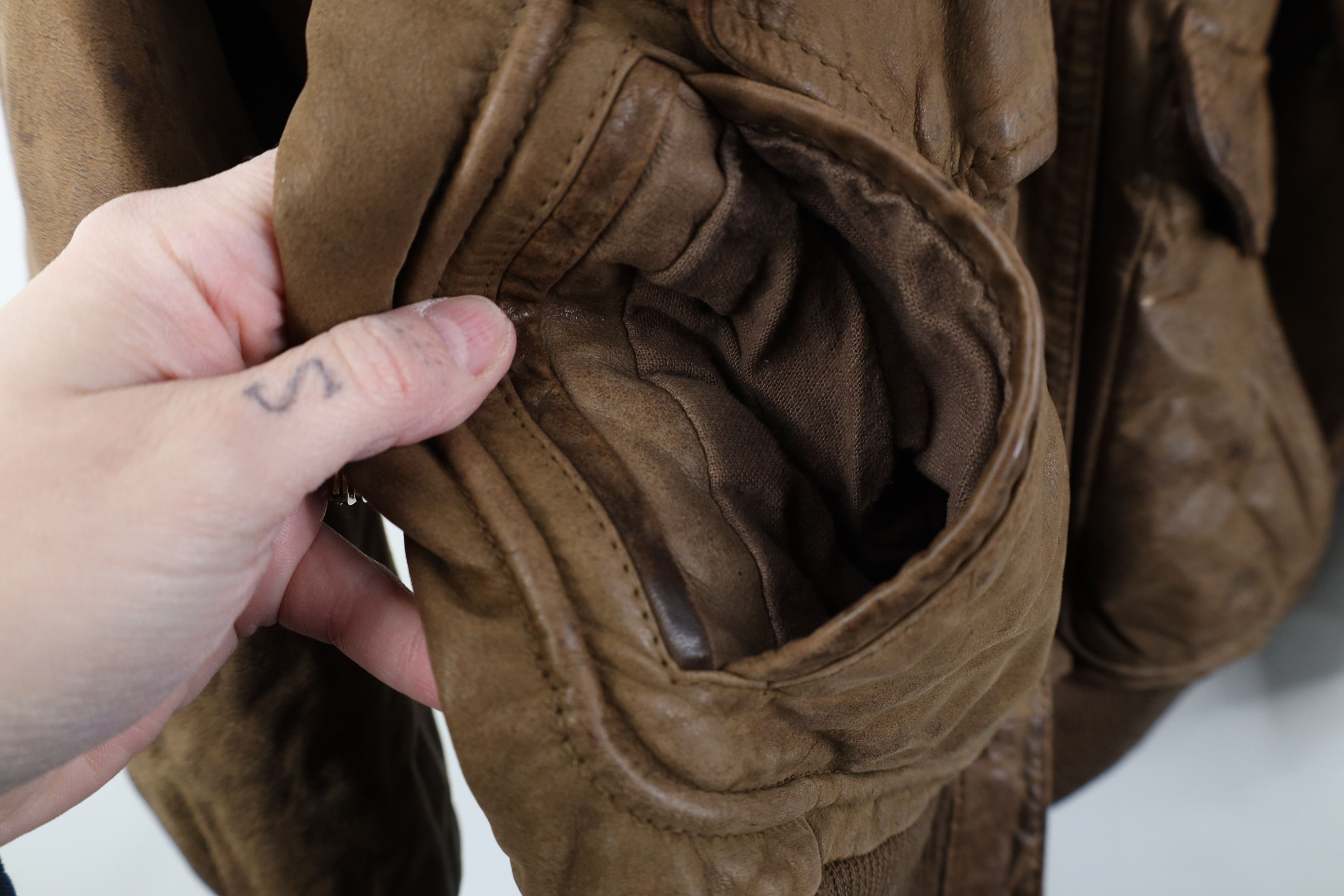 Vintage Vintage 90s Streetwear Leather Flight Bomber Jacket Brown Size M / US 6-8 / IT 42-44 - 8 Thumbnail