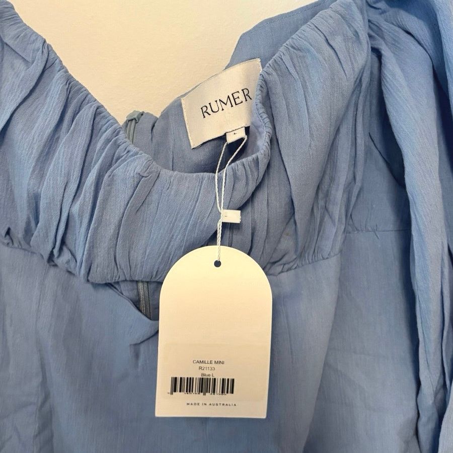 REVOLVE NWT RUMER Camille Long Sleeve Mini Dress In Blue Size Large Size L / US 10 / IT 46 - 7 Thumbnail
