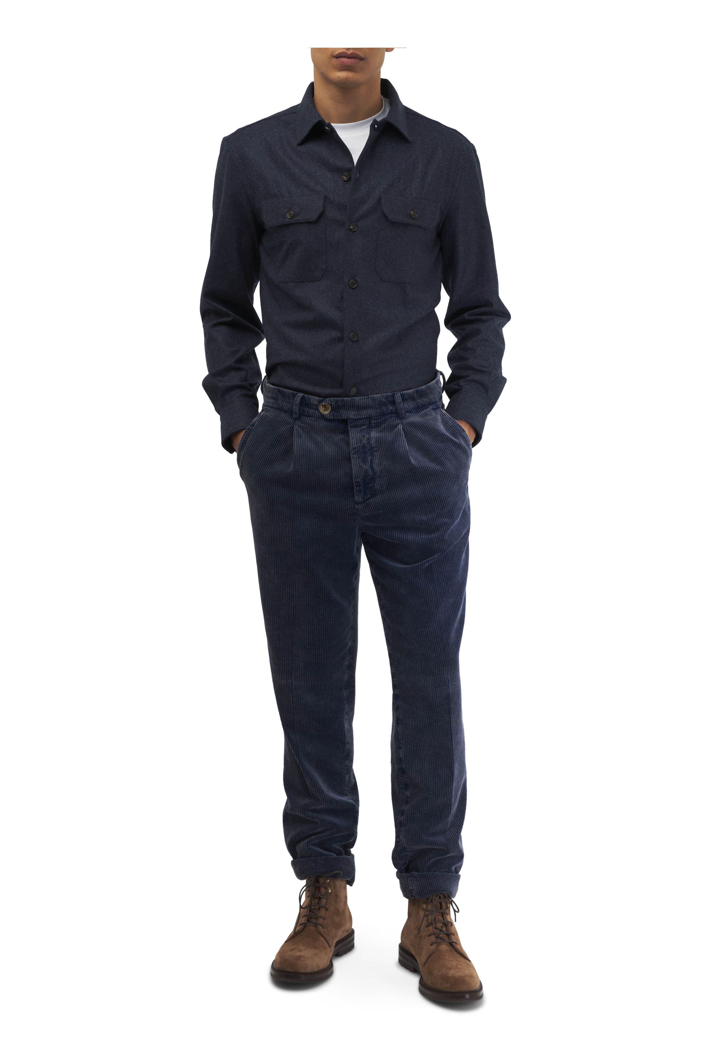 Brunello Cucinelli o1mtch0225 Windowpane Overshirt in Navy Size US 30 / EU 46 - 2 Thumbnail