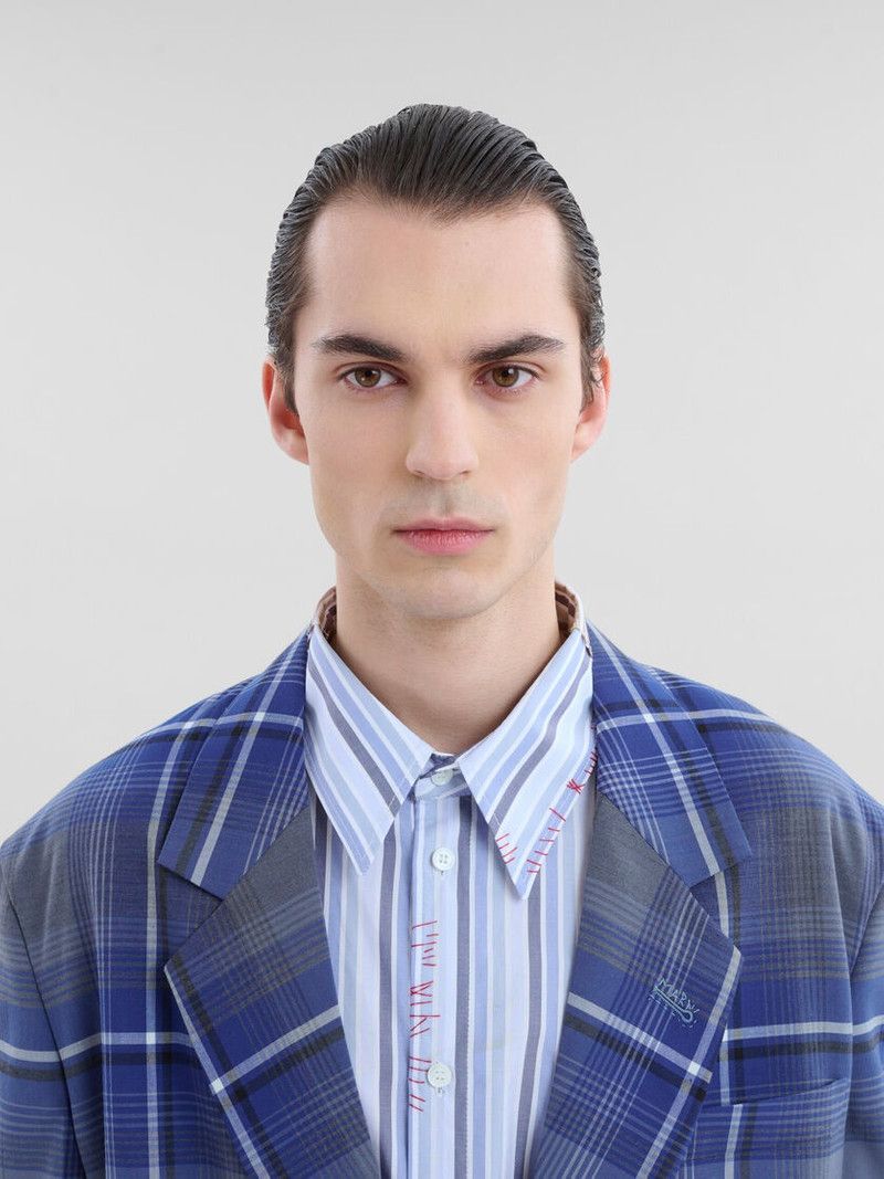 Marni o1w1db11125 Checked Wool Blazer in Blue Size US XL / EU 56 / 4 - 6 Thumbnail