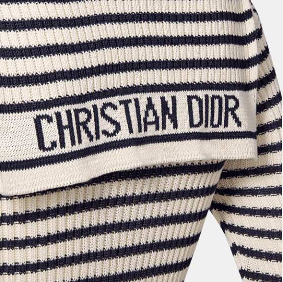 Dior o1w1db10925 444R30 Straight Midi Dress in White/Navy Blue Size XL / US 12-14 / IT 48-50 - 3 Thumbnail