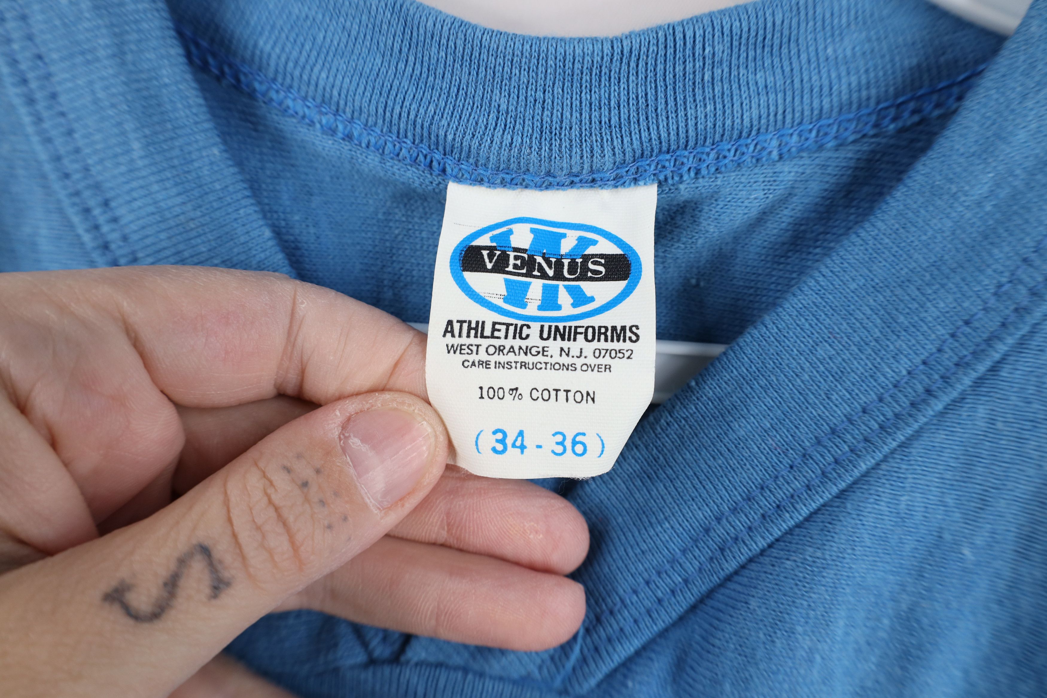 Vintage Vintage 60s 70s Cotton Knit Football Jersey T-Shirt Blue USA Size US S / EU 44-46 / 1 - 5 Thumbnail
