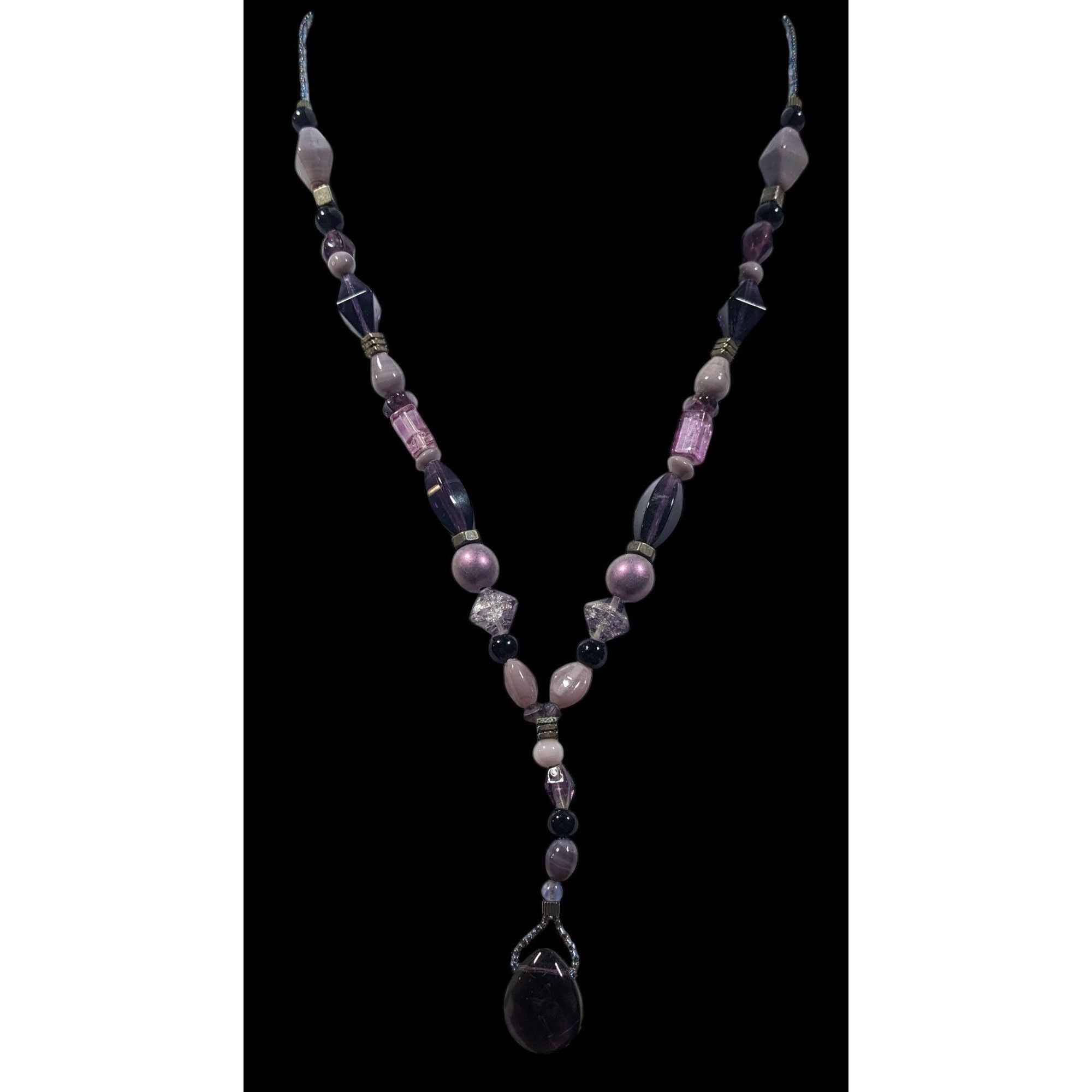 Other Handmade Purple Glass And Stone Y Necklace Size ONE SIZE - 1 Thumbnail