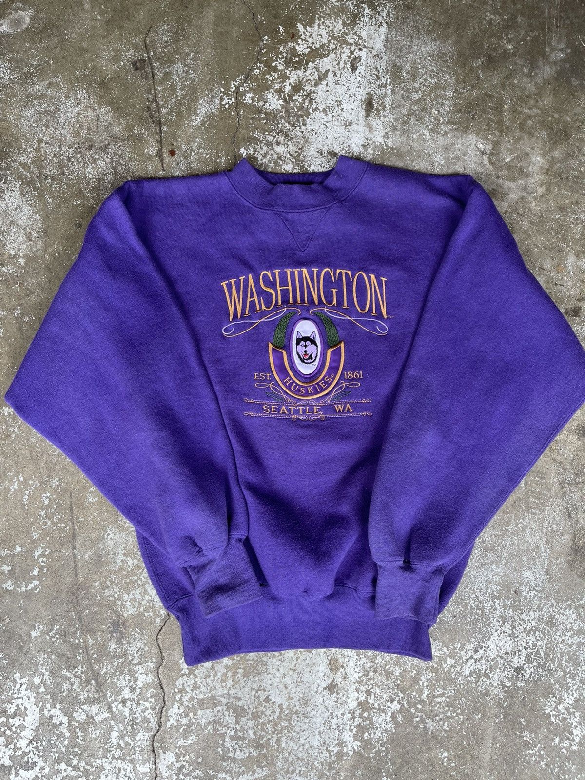 Vintage Vintage 90s Washington Huskies Sweatshirt Size US M / EU 48-50 / 2 - 1 Thumbnail