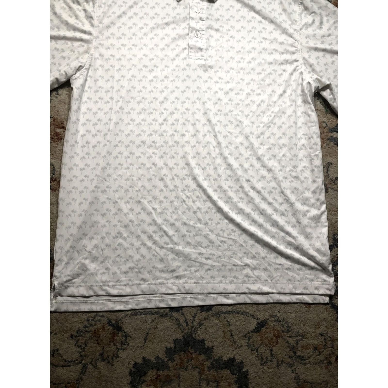 Vintage Straight Down Polo Shirt Mens XL White Palm Tree Print Golf Performance Casual Size US XL / EU 56 / 4 - 5 Thumbnail