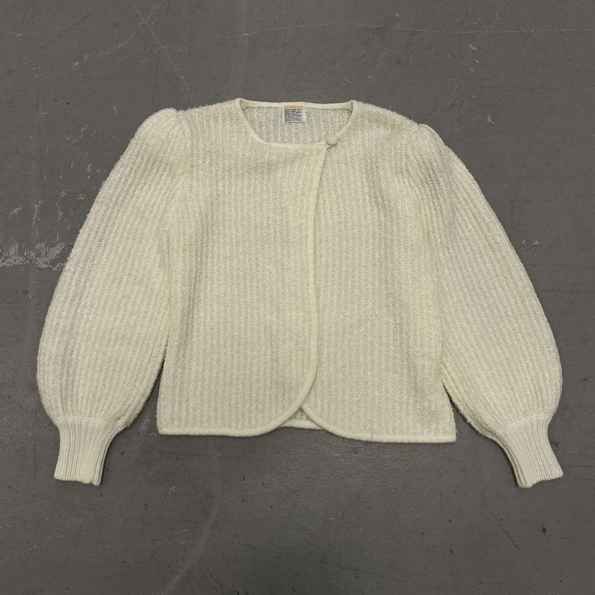 Japanese Brand × Kapital × Vintage Vtg 70s 80s Knit Puffy Chunky Cream Button Cardigan Coquette Size L / US 10 / IT 46 - 1 Thumbnail