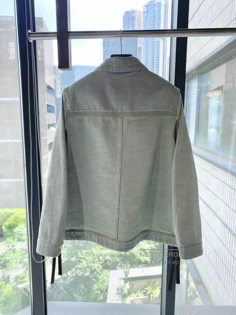 Loewe Loewe Cotton Khaki Green Leather Paneling Jacket Size XS / US 0-2 / IT 36-38 - 3 Thumbnail