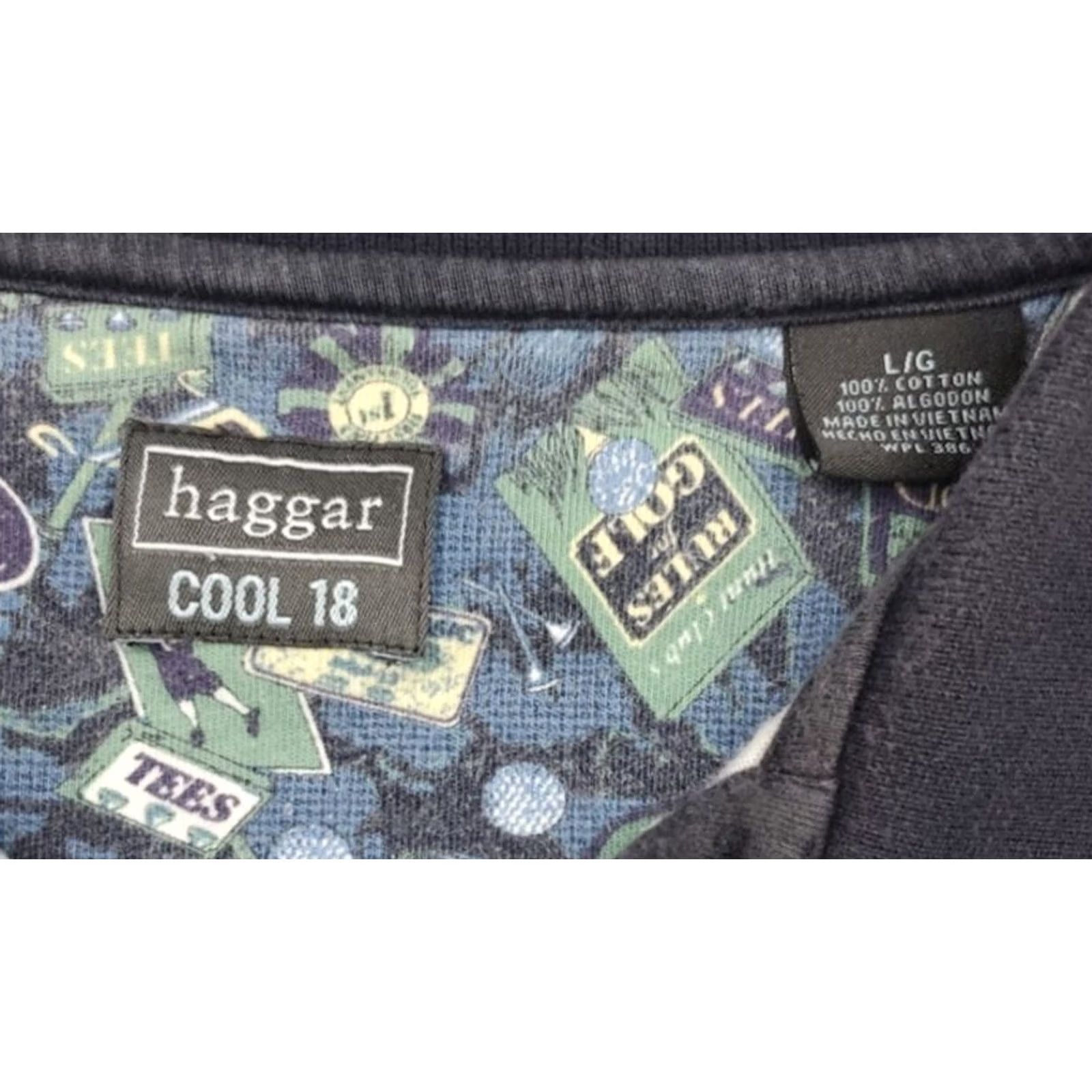 Haggar VINTAGE Haggar Cool 18 Performance Polo Shirt Mens L Short Sleeve All Over Golf Print Shirt Size US L / EU 52-54 / 3 - 5 Thumbnail