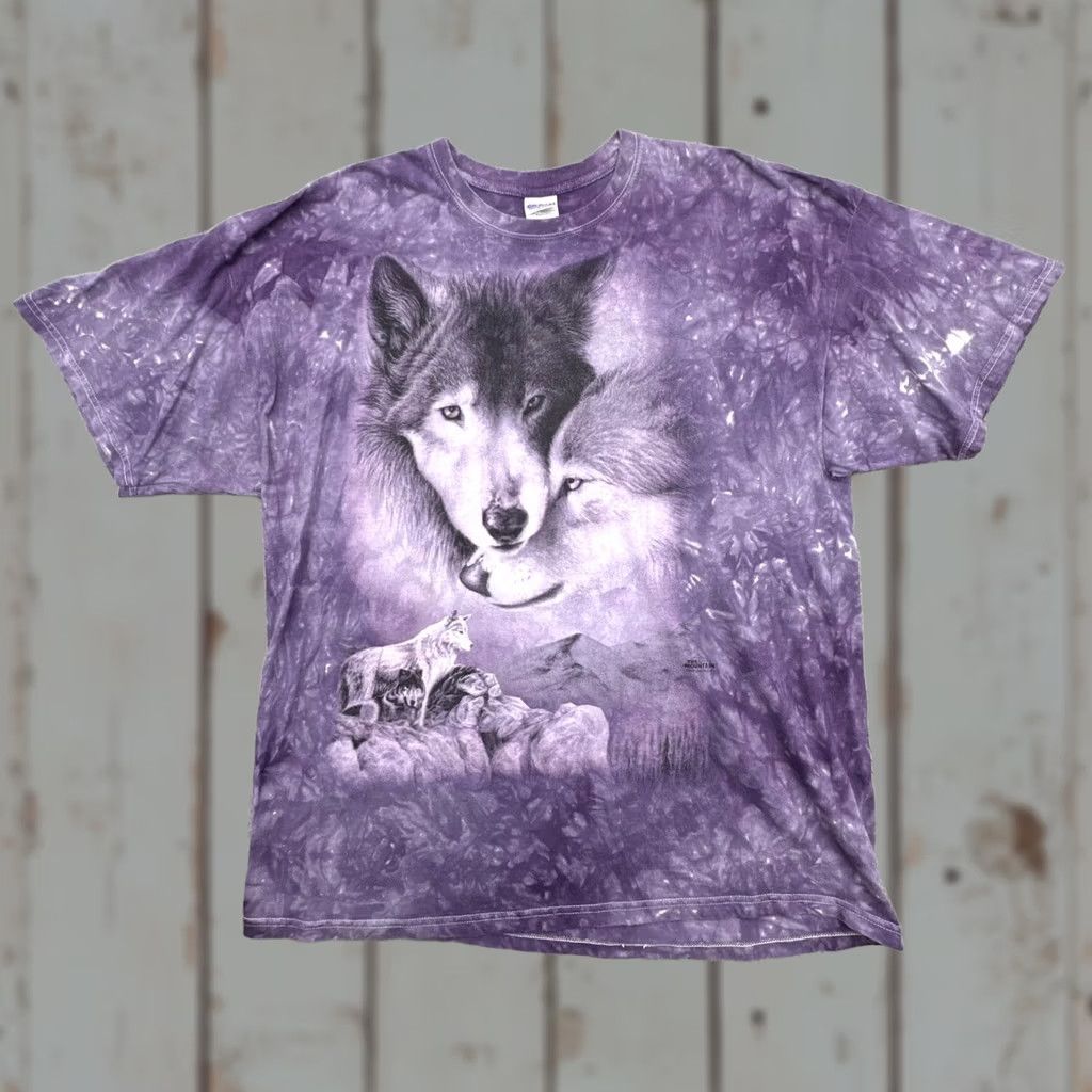 Gildan Gildan T-Shirt Mens 2XL Purple Tie Dye Wolf Face Graphic Print Crew Neck Short Sleeve All Seasons 100% Cotton Regular Fit Animals Nature Outdoor Mens Size US XXL / EU 58 / 5 - 1 Thumbnail
