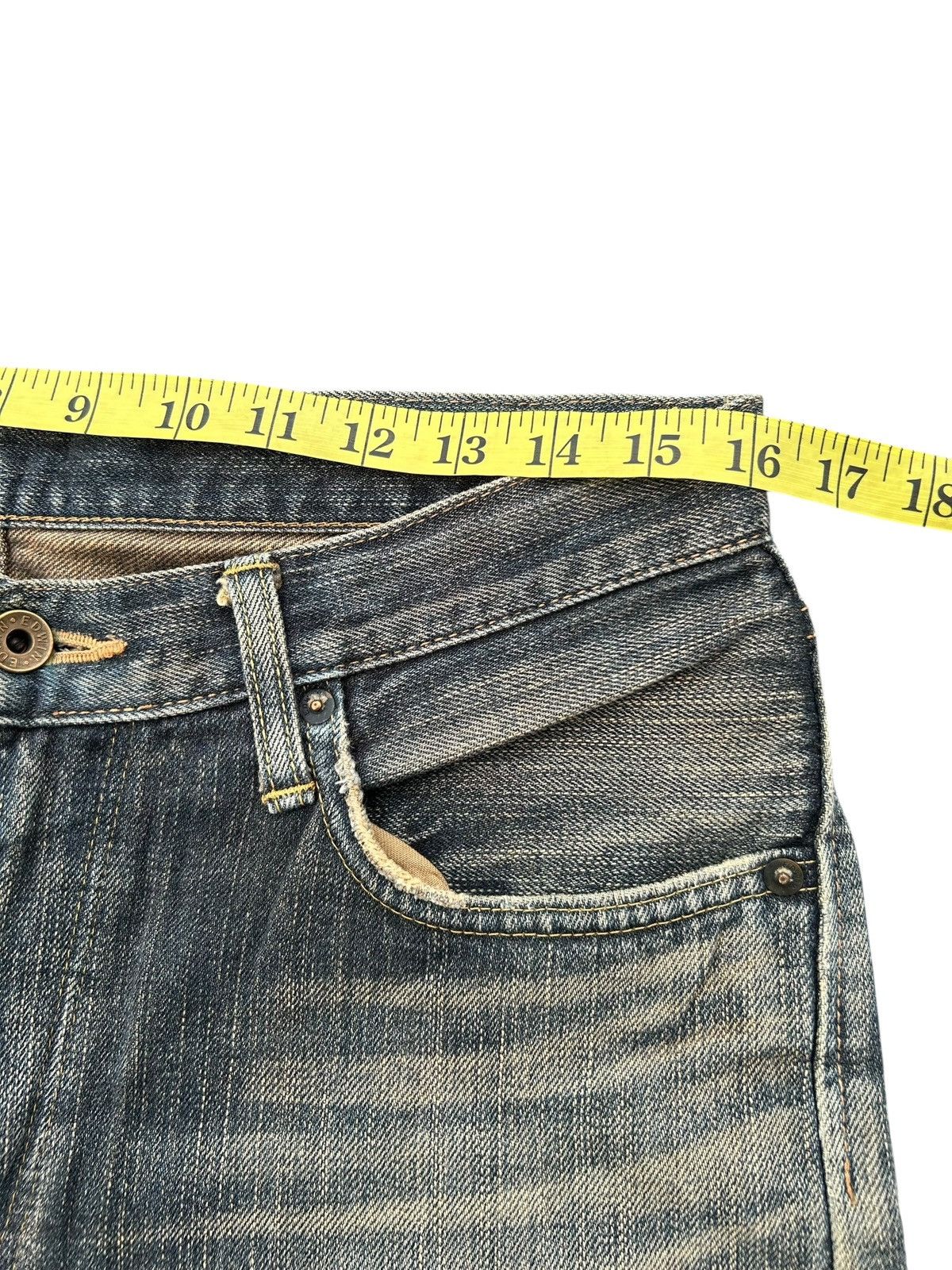Japanese Brand × Kapital × Vintage Vintage Edwin Selvedge Distressed Denim Jeans Size US 32 / EU 48 - 14 Thumbnail