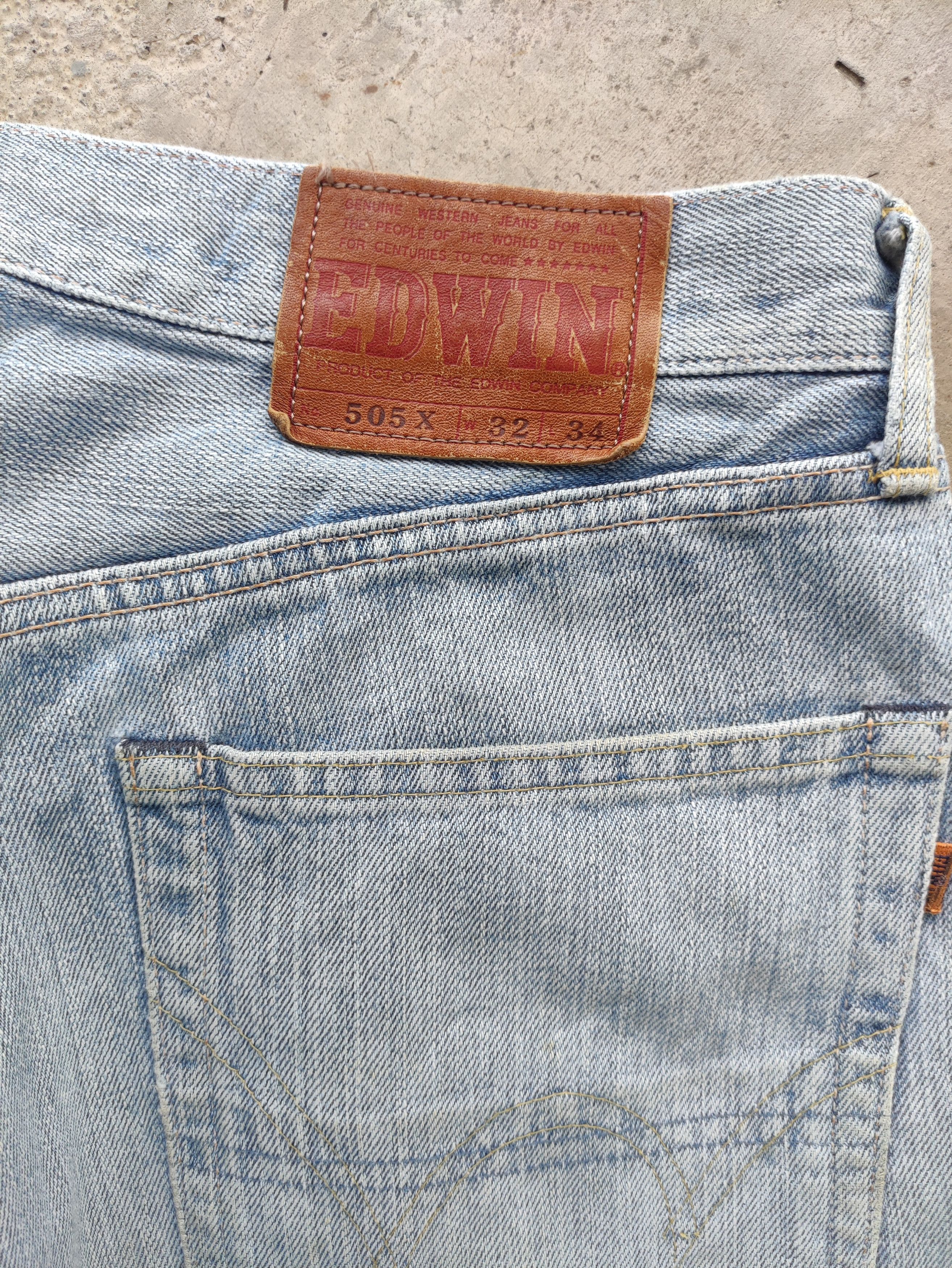 Edwin Vintage Edwin 505 Japan Baggy Jean Distressed Faded Denim Size US 33 - 12 Thumbnail