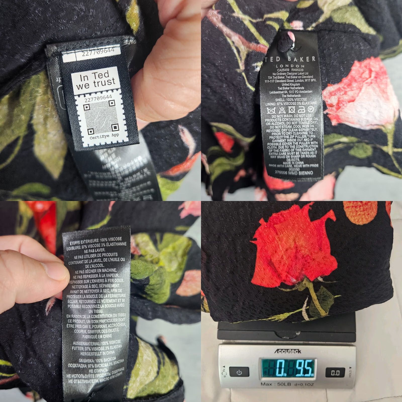 Ted Baker Ted Baker Sienno Mini Puff Sleeve Satin Floral Empire Dress Size 4 Multicolor V-Neck Womens Short Sleeve Size S / US 4 / IT 40 - 8 Thumbnail